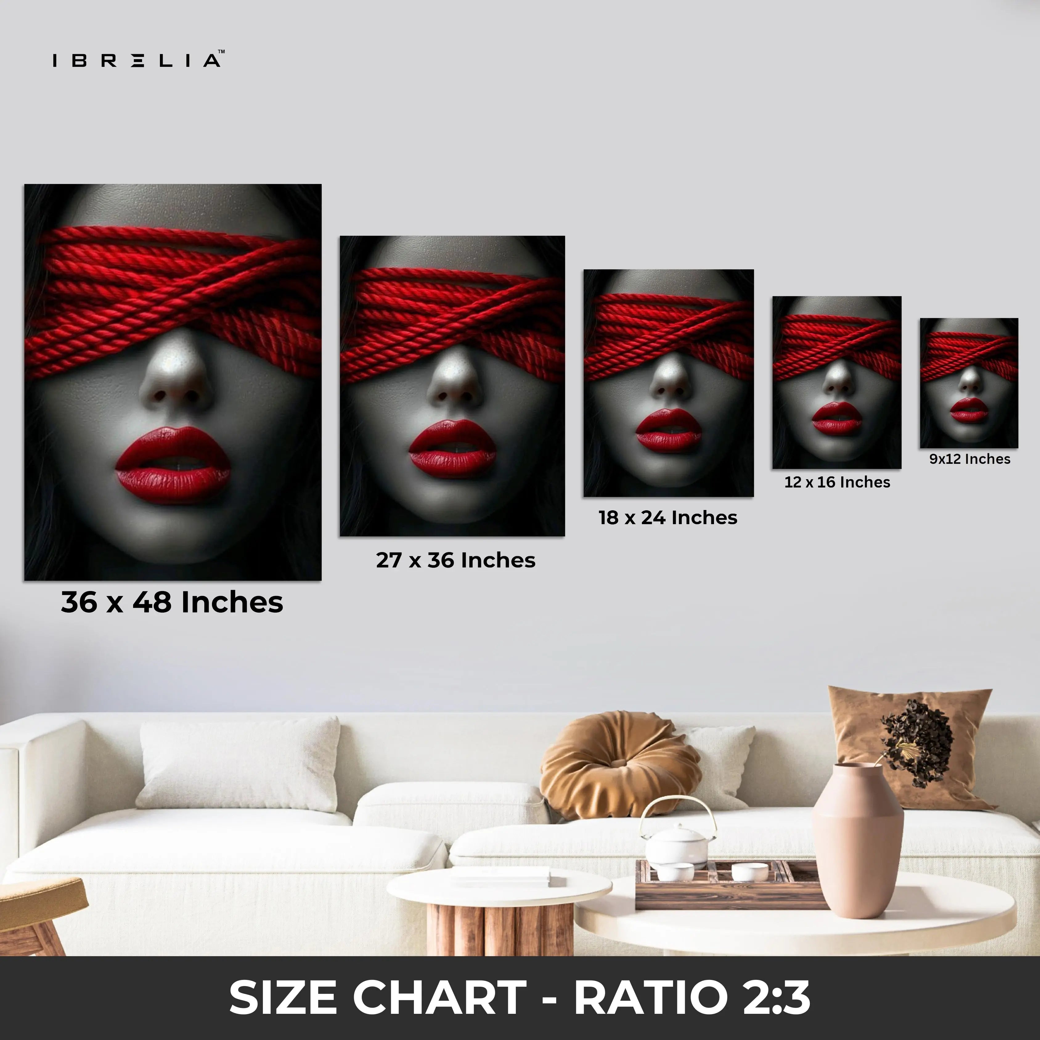 Red Blindfold Wall Frame | 4K Ultra Wrap Frame Wall Art in Pakistan | IBRELIA™ IBRELIA
