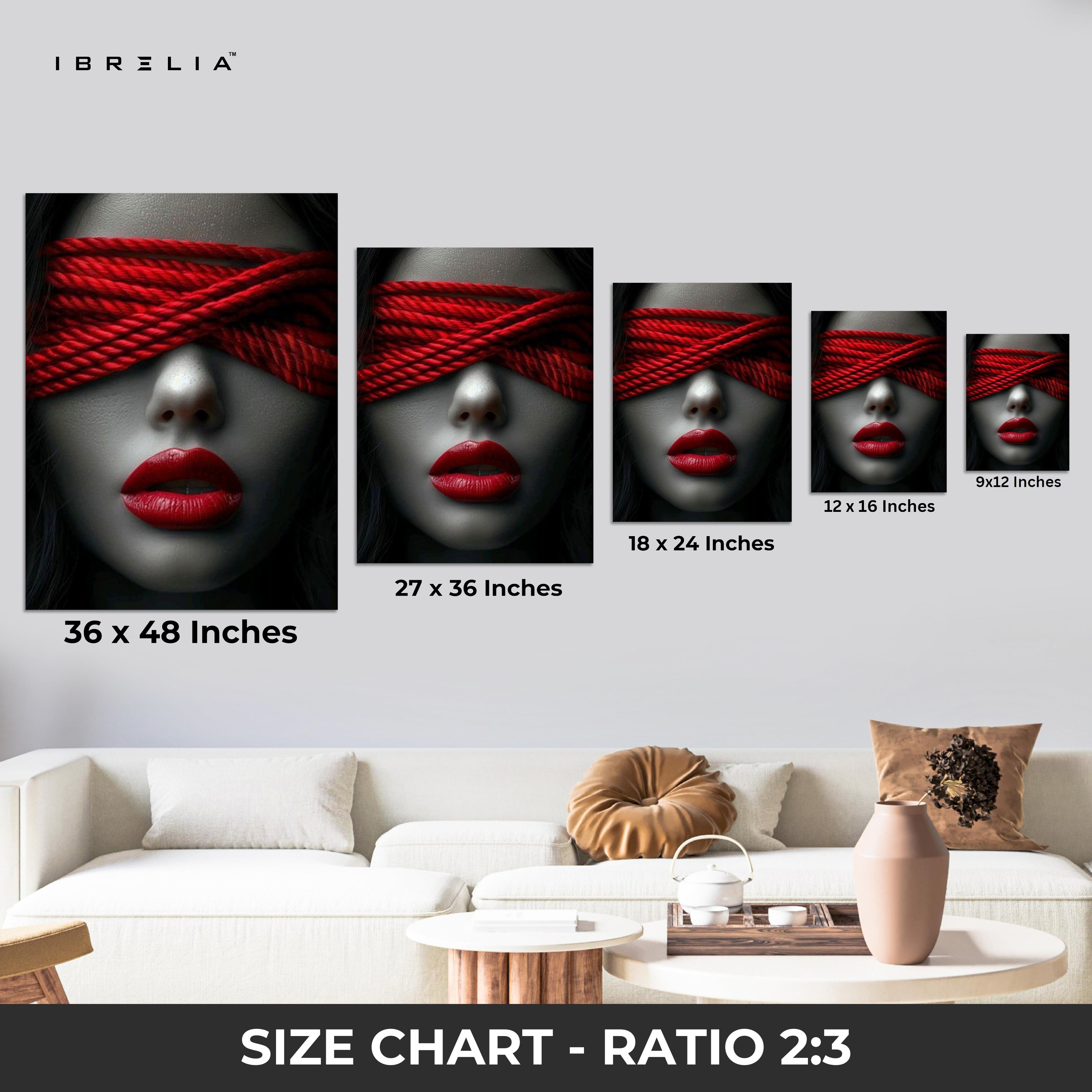 Red Blindfold Wall Frame | 4K Ultra Wrap Frame Wall Art in Pakistan | IBRELIA™