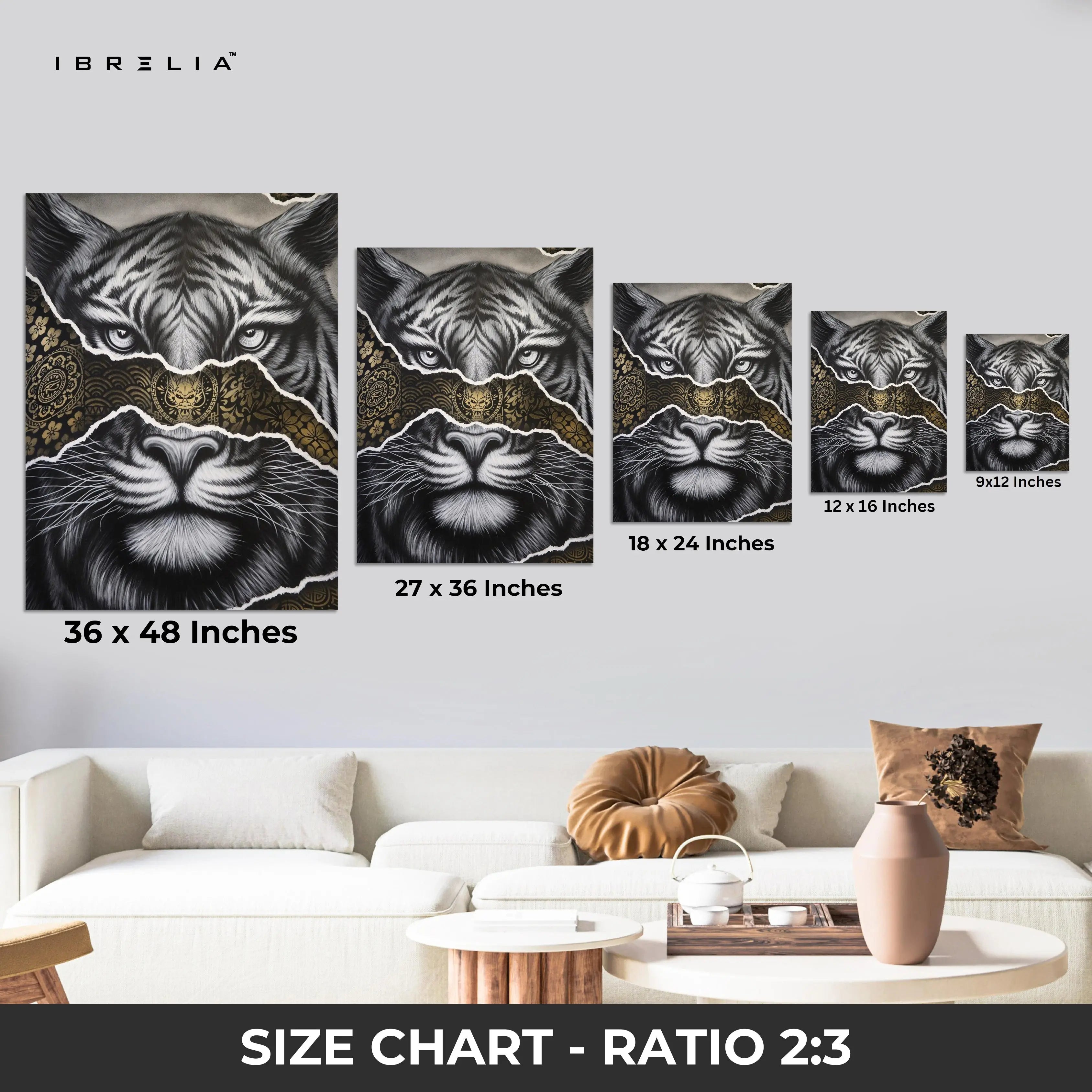 Golden Tiger Majesty Wall Frame | 4K Ultra Wrap Frame Wall Art in Pakistan | IBRELIA™ IBRELIA