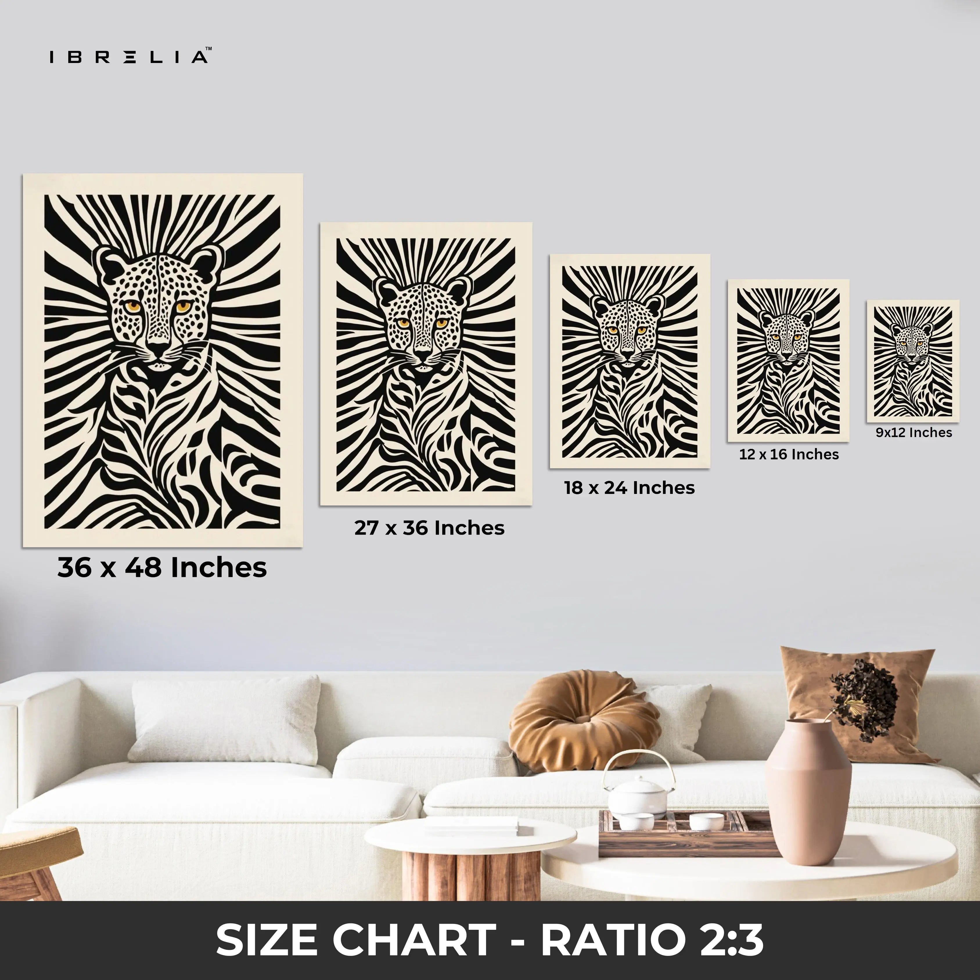 Monochrome Jungle Leopard Wall Frame | 4K Ultra Wrap Frame Wall Art in Pakistan | IBRELIA™ IBRELIA