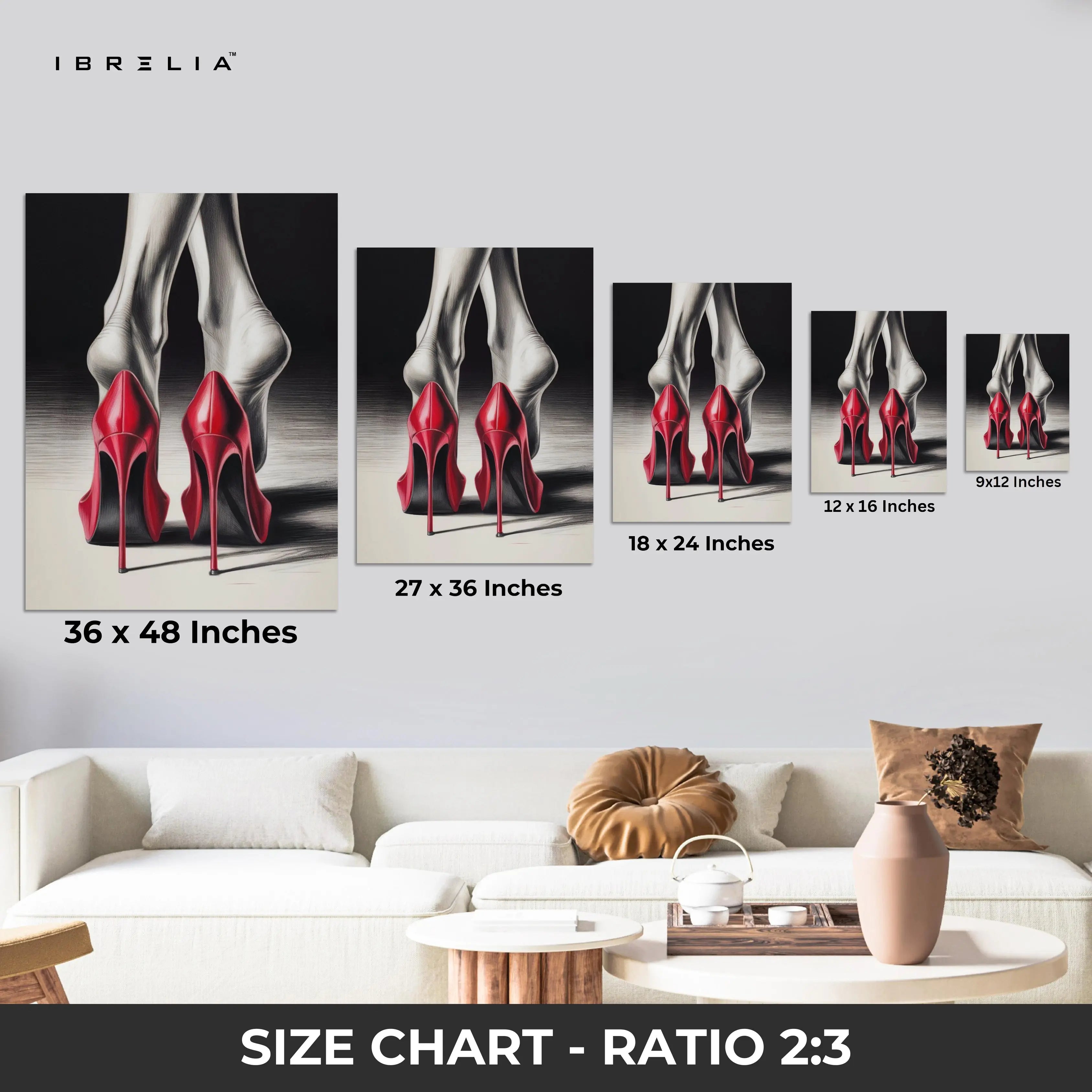 Red Heels Elegance Wall Frame | 4K Ultra Wrap Frame Wall Art in Pakistan | IBRELIA™ IBRELIA