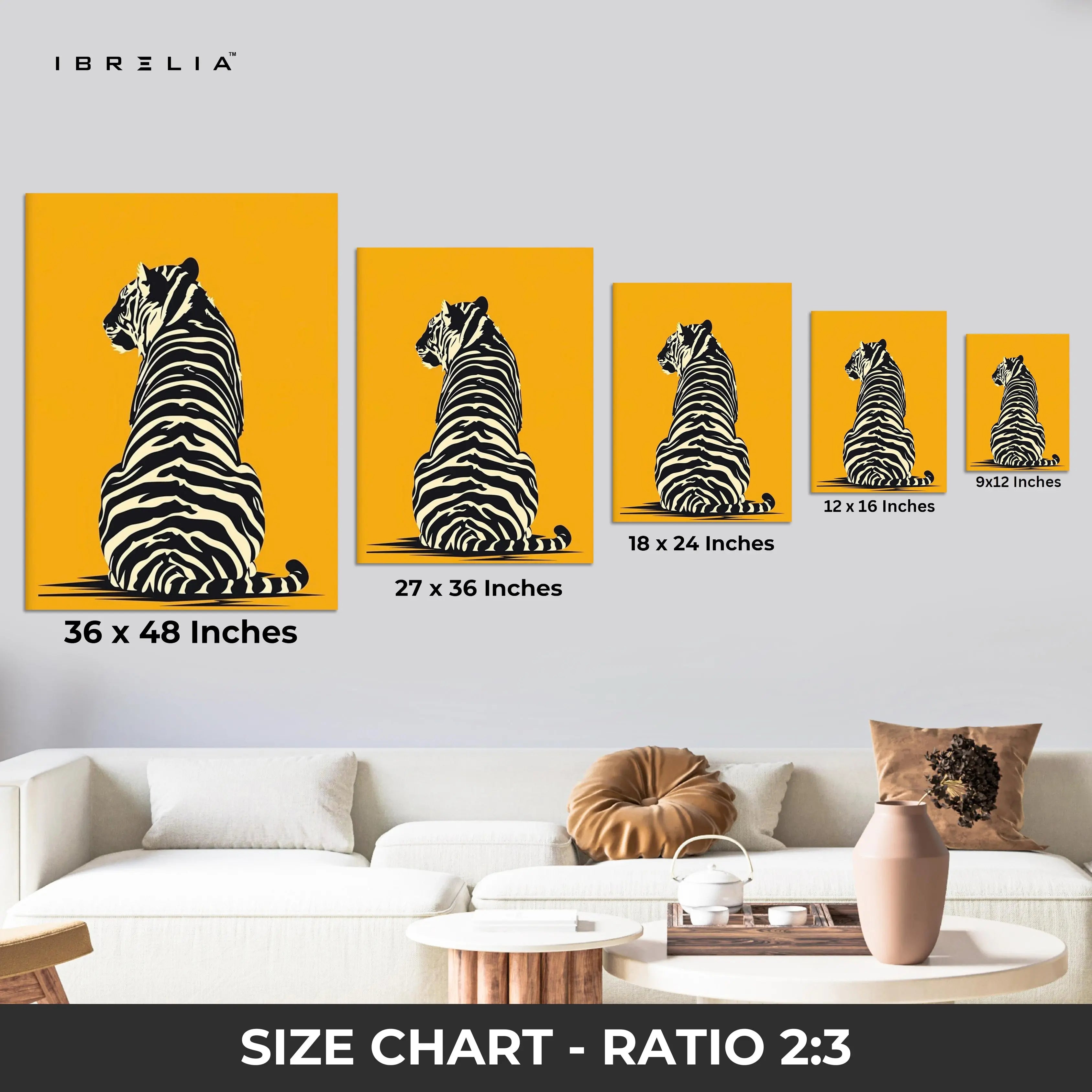 Golden Tiger Silhouette Wall Frame | 4K Ultra Wrap Frame Wall Art in Pakistan | IBRELIA™ IBRELIA