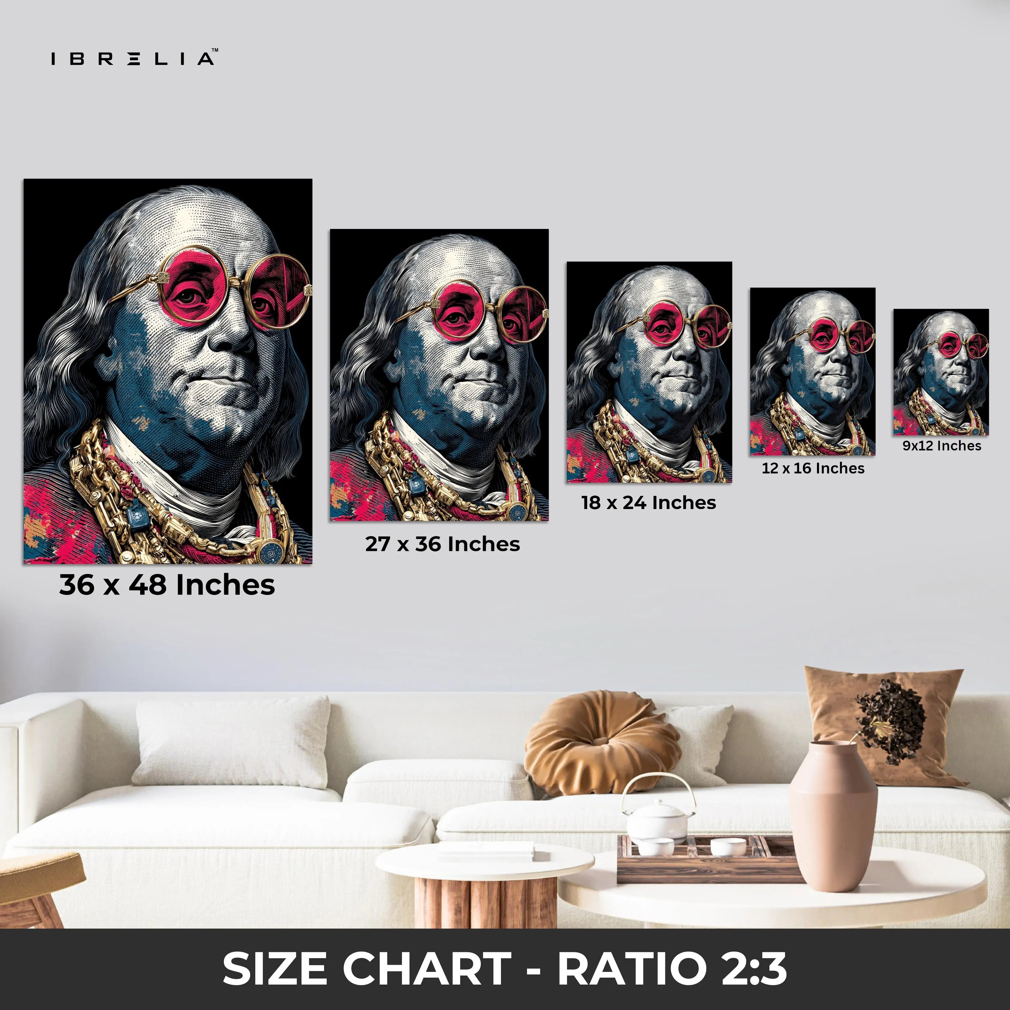 Benjamin Franklin Drip Culture Wall Frame | 4K Ultra Wrap Frame Wall Art in Pakistan | IBRELIA™ IBRELIA
