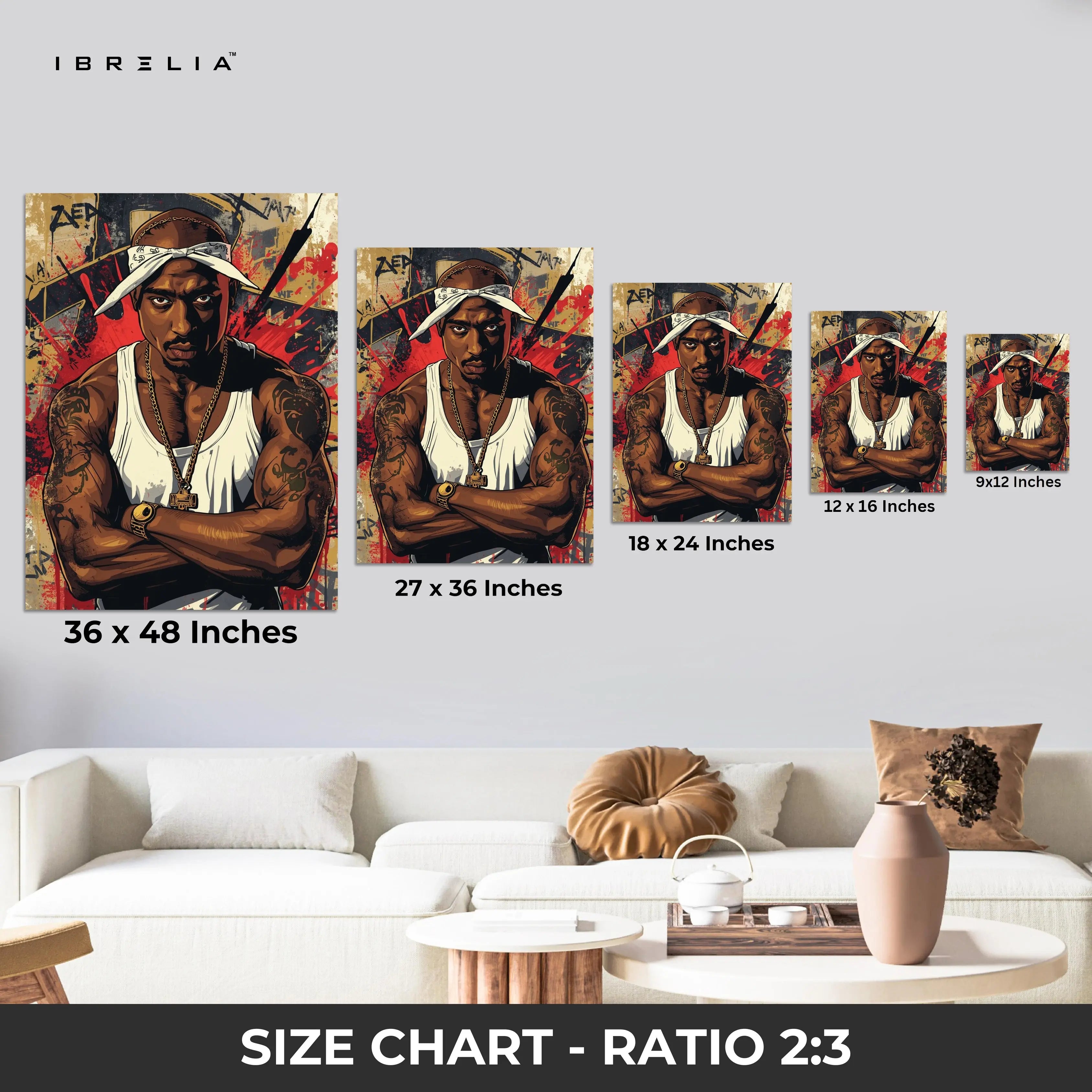 Tupac Shakur Wall Frame | 4K Ultra Wrap Frame Wall Art in Pakistan | IBRELIA™ IBRELIA