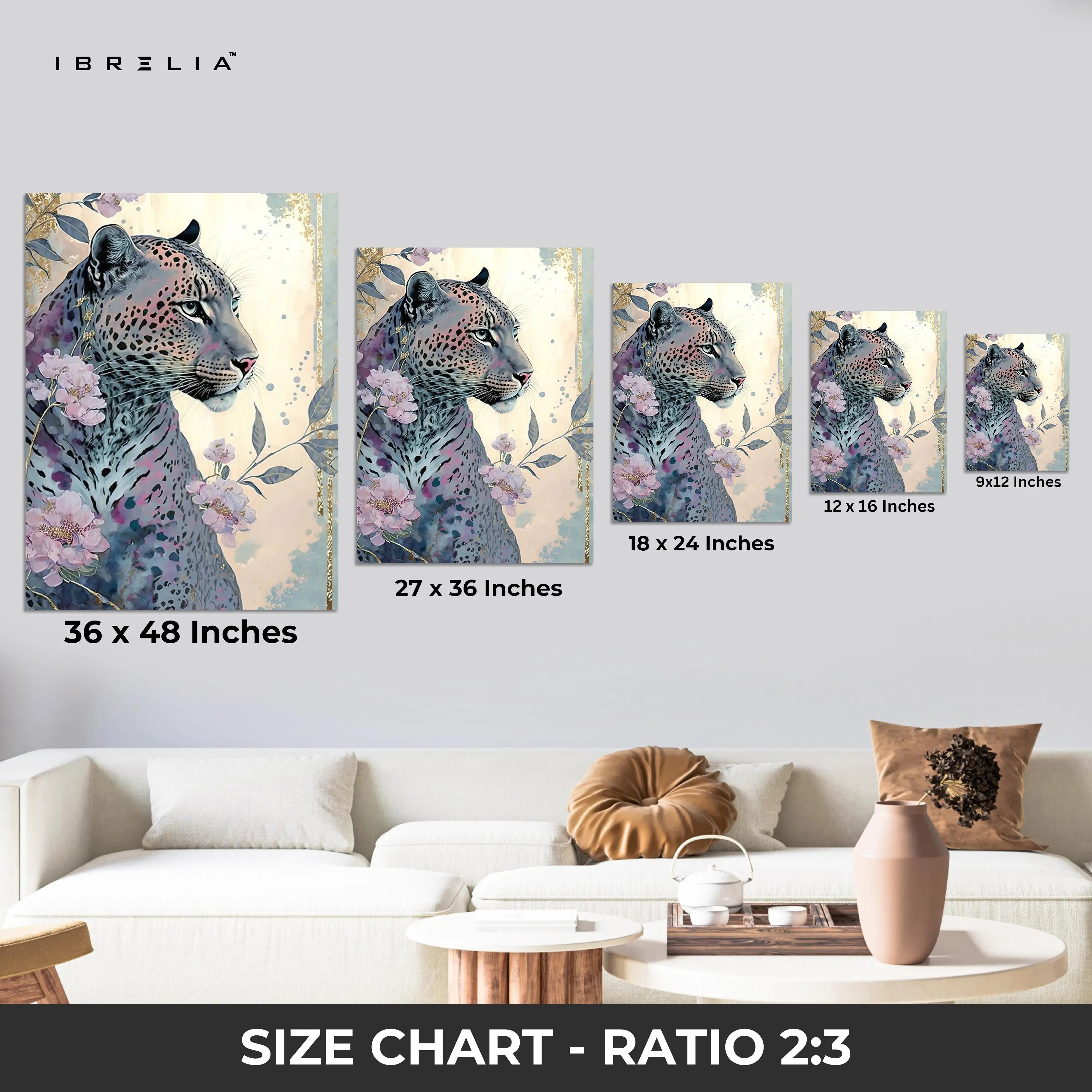 Majestic Floral Leopard Wall Frame | 4K Ultra Wrap Frame Wall Art in Pakistan | IBRELIA™ IBRELIA