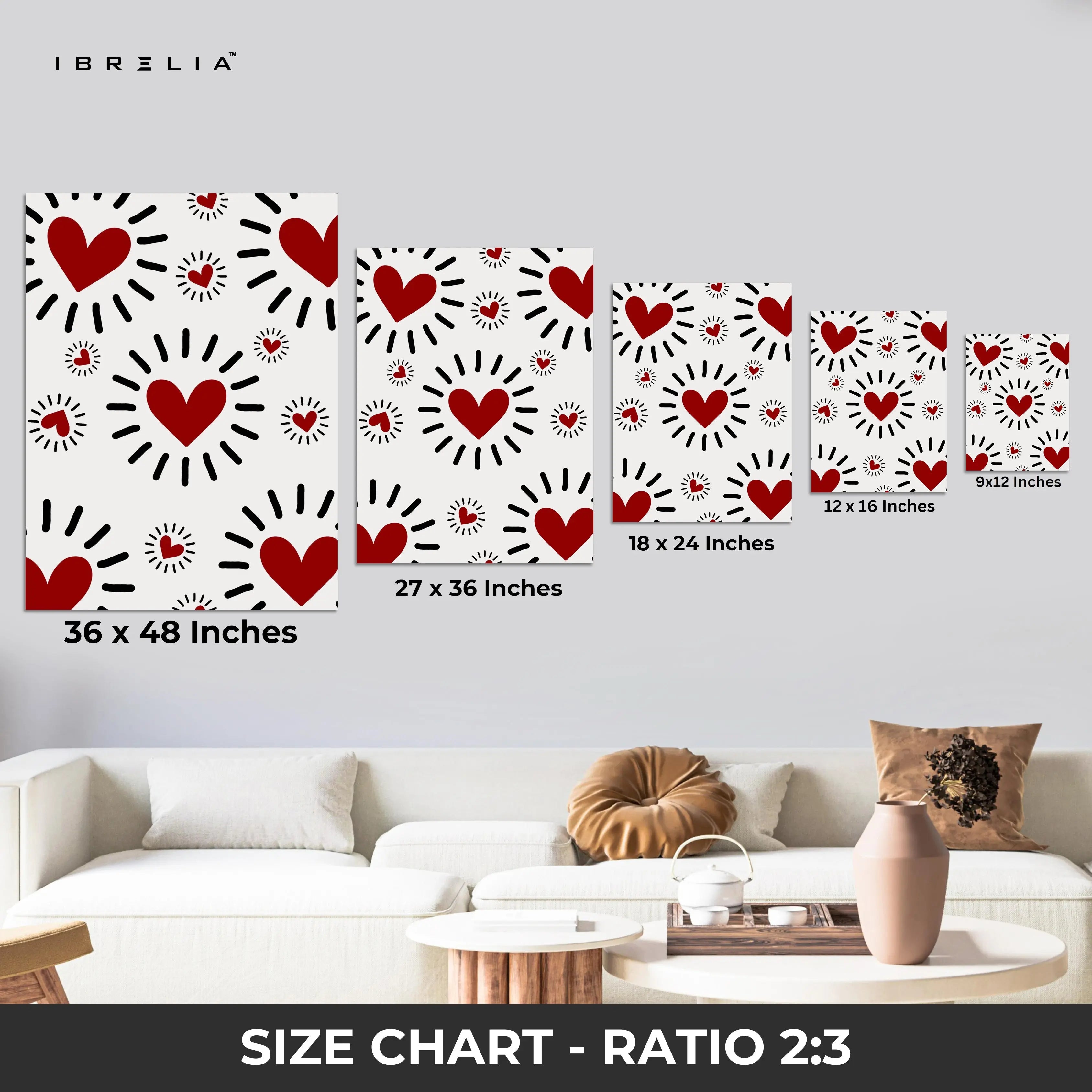 Love Burst Hearts Wall Frame | 4K Ultra Wrap Frame Wall Art in Pakistan | IBRELIA™ IBRELIA