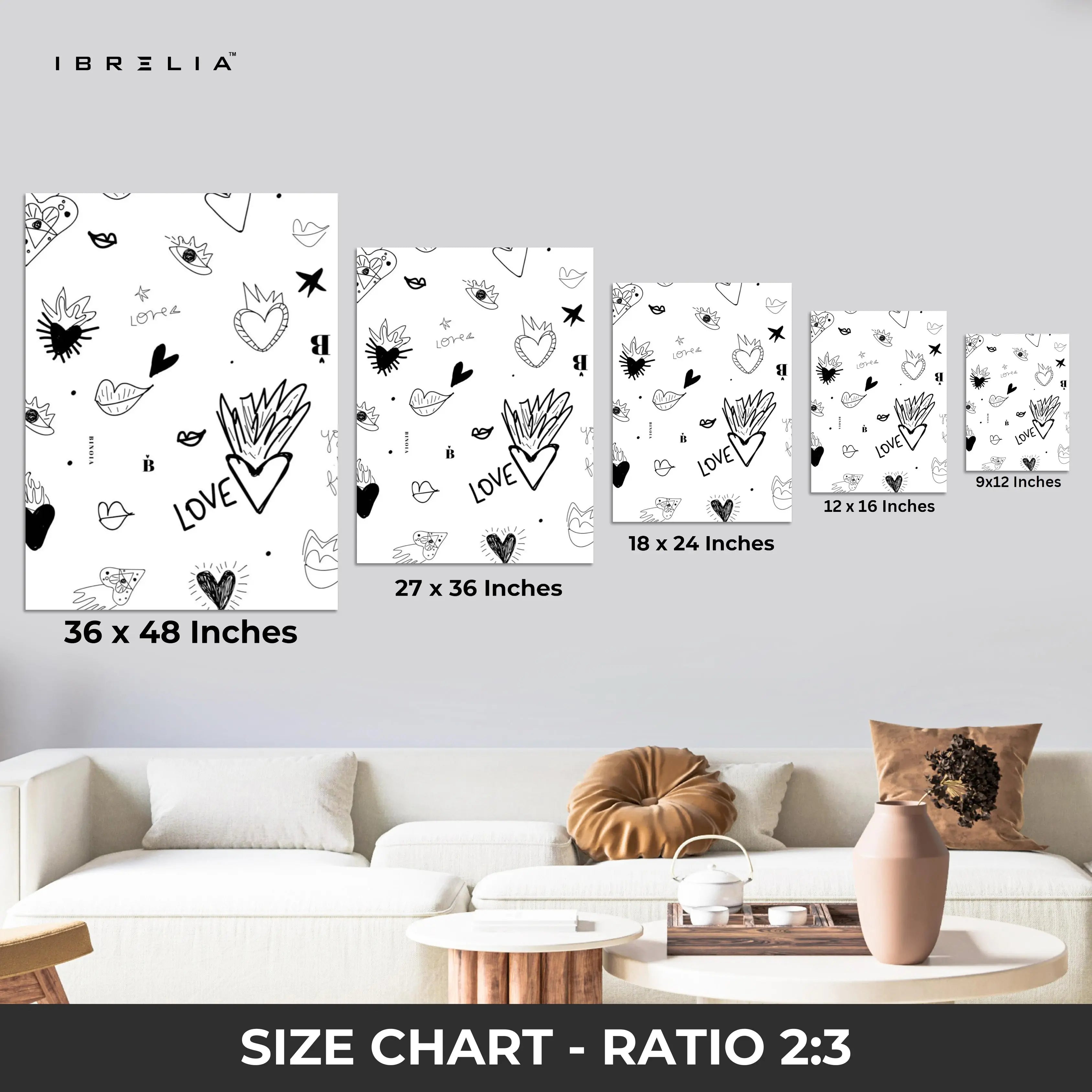 Minimal Love Sketch Wall Frame | 4K Ultra Wrap Frame Wall Art in Pakistan | IBRELIA™ IBRELIA
