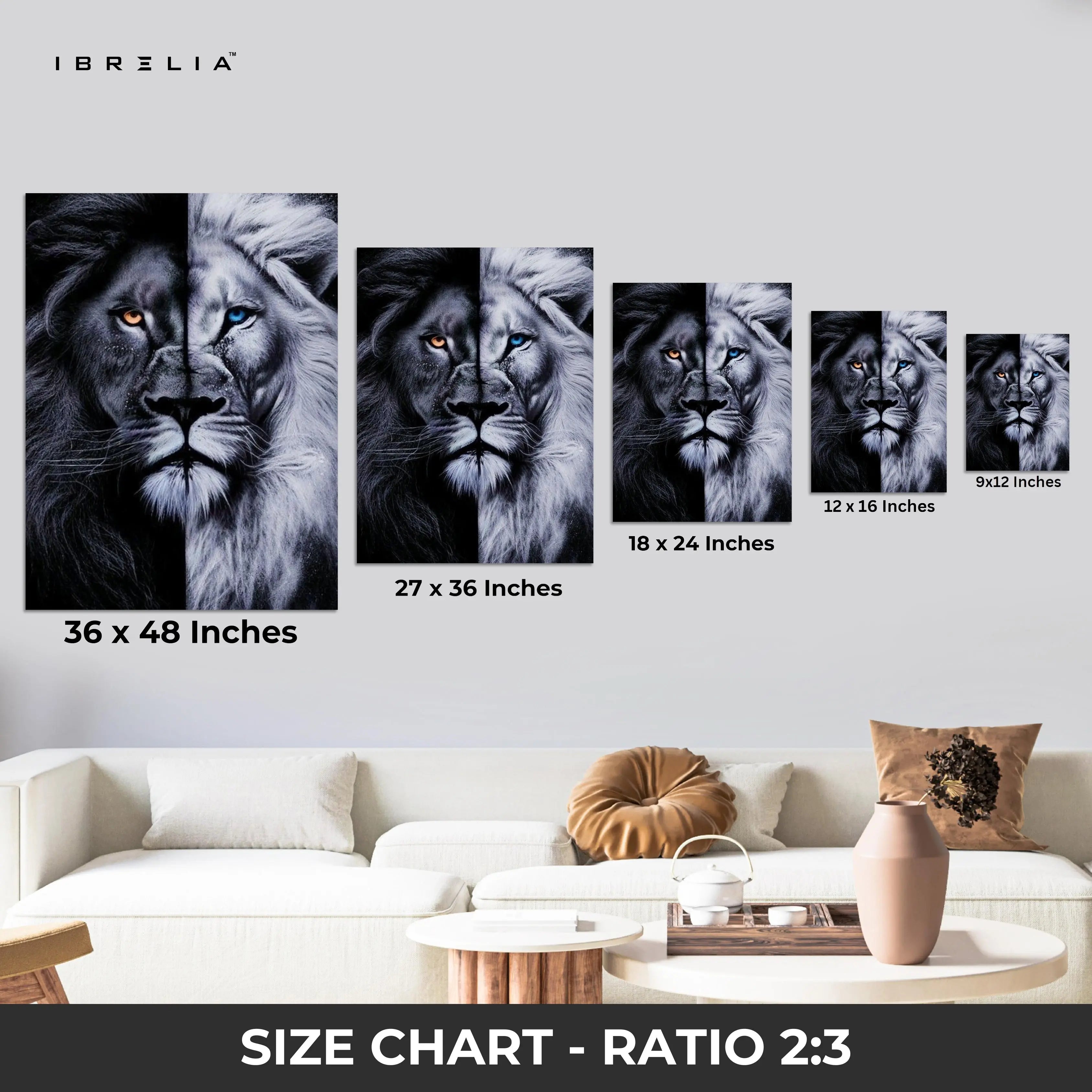 Dual Lion Majesty Wall Frame | 4K Ultra Wrap Frame Wall Art in Pakistan | IBRELIA™ IBRELIA