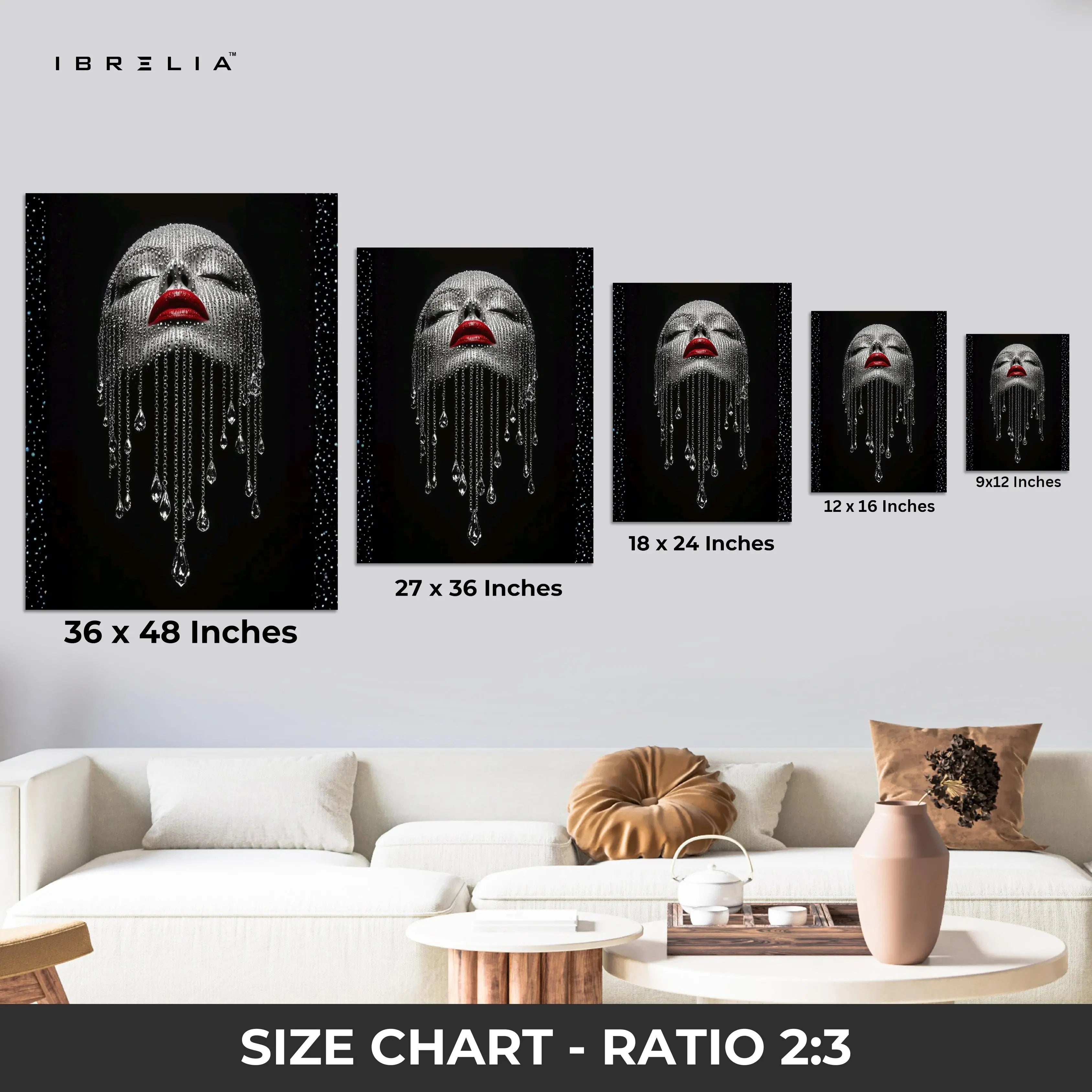 Diamond Veil Red Lips Wall Frame | 4K Ultra Wrap Frame Wall Art in Pakistan | IBRELIA™ IBRELIA