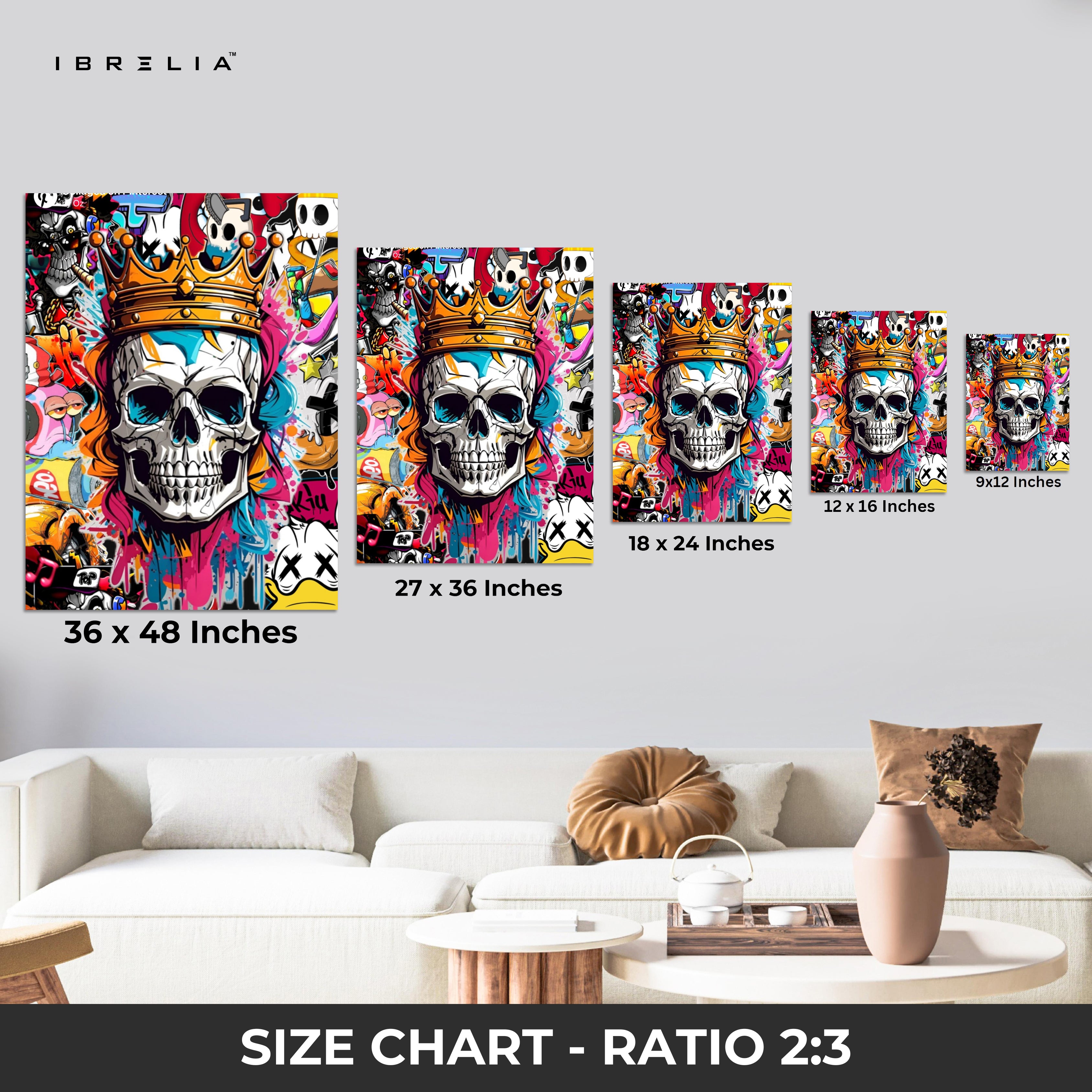Crowned Skull Graffiti Wall Frame | 4K Ultra Wrap Frame Wall Art in Pakistan | IBRELIA™