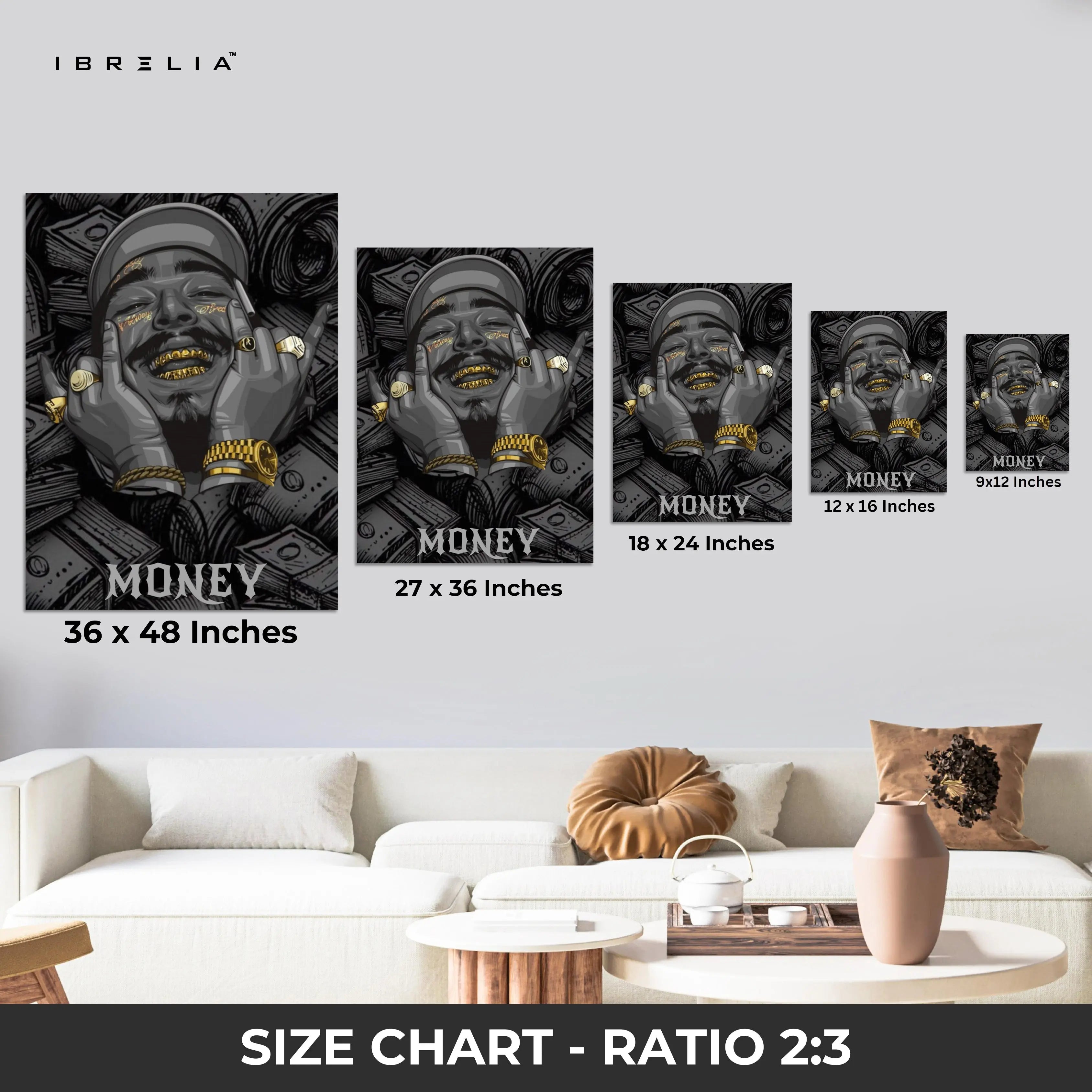 MONEY Wall Frame | 4K Ultra Wrap Frame Wall Art in Pakistan | IBRELIA™ IBRELIA
