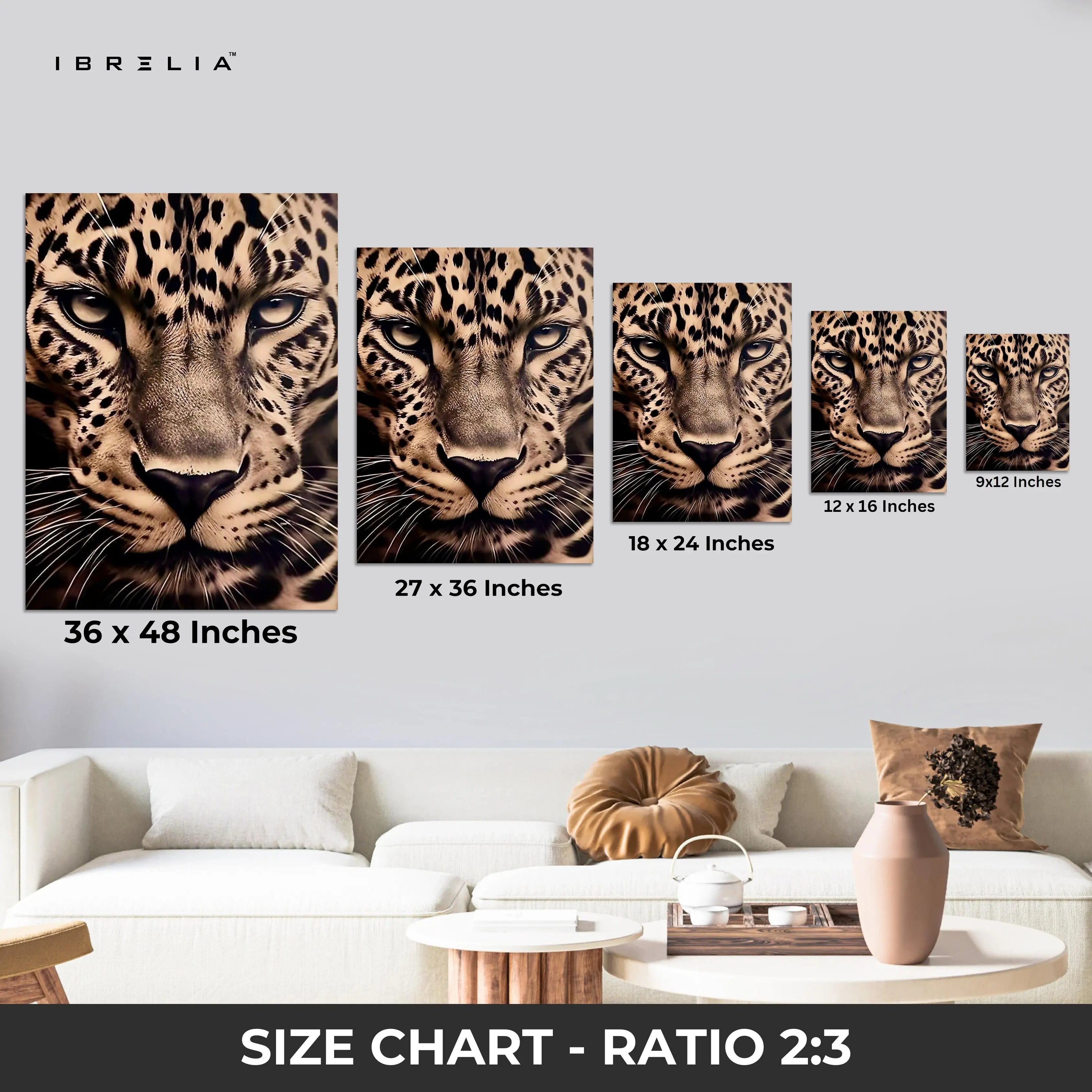 Golden Leopard Close-Up Wall Frame | 4K Ultra Wrap Frame Wall Art in Pakistan | IBRELIA™ IBRELIA