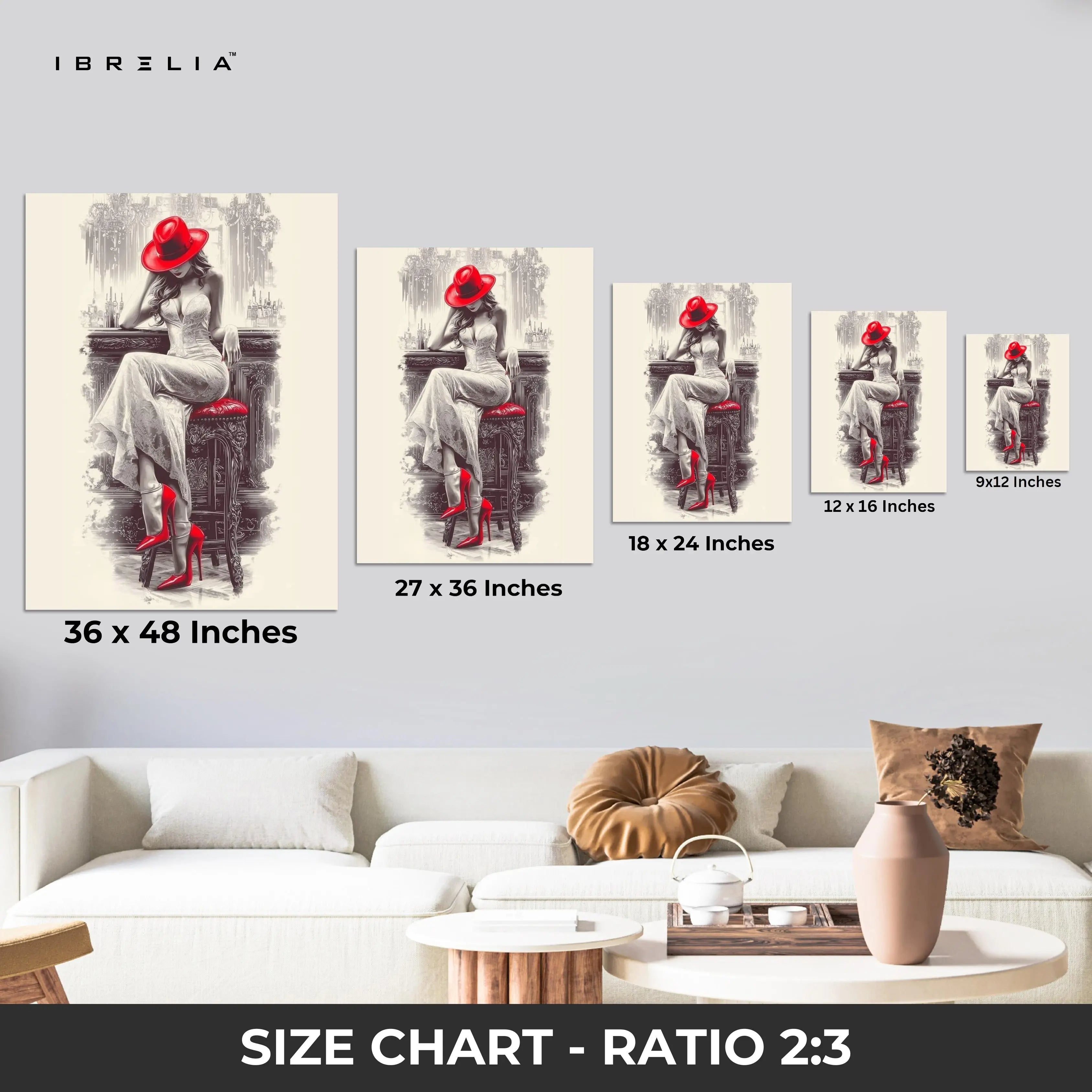 Lady in Red Wall Frame | 4K Ultra Wrap Frame Wall Art in Pakistan | IBRELIA™ IBRELIA