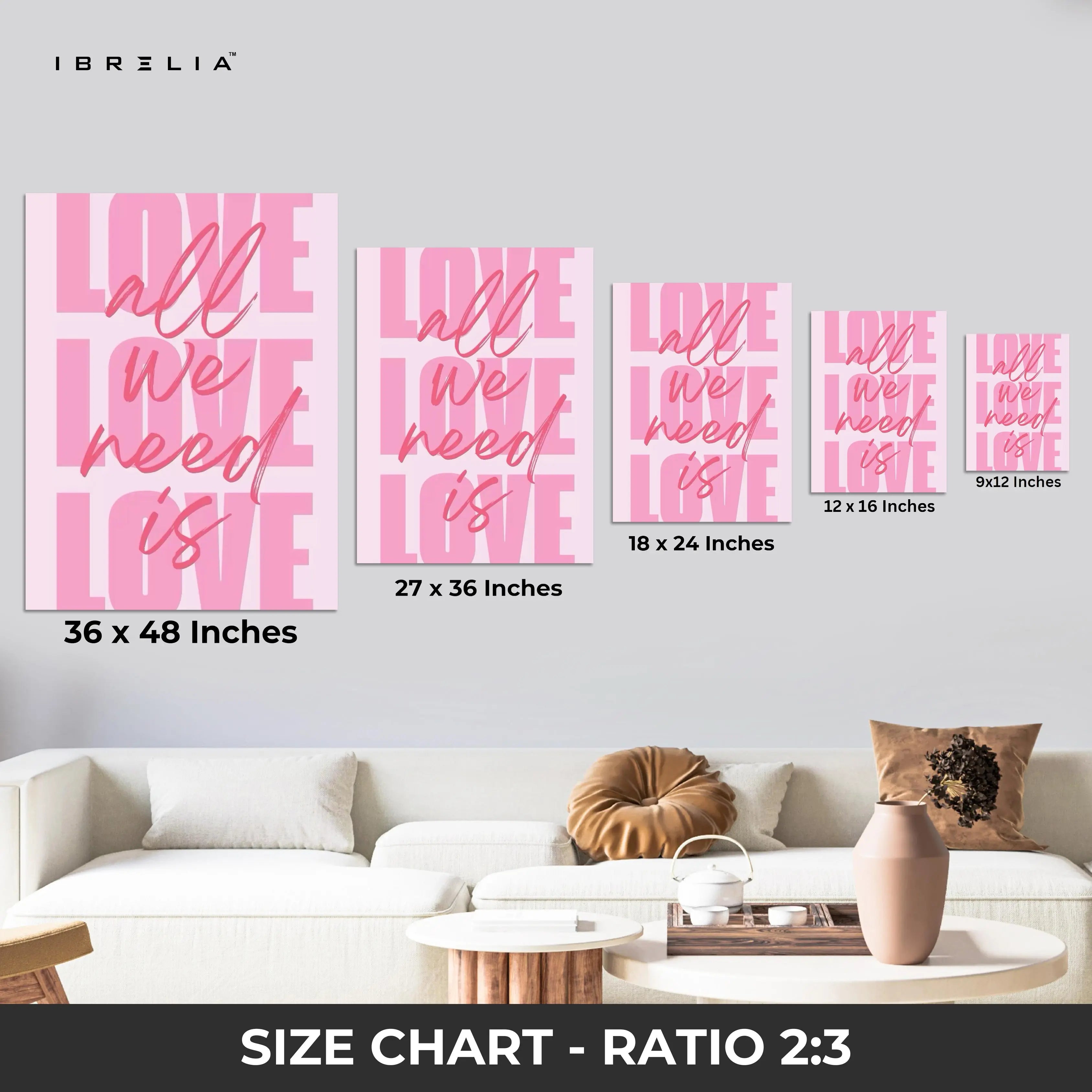 All We Need Is Love Wall Frame | 4K Ultra Wrap Frame Wall Art in Pakistan | IBRELIA™ IBRELIA