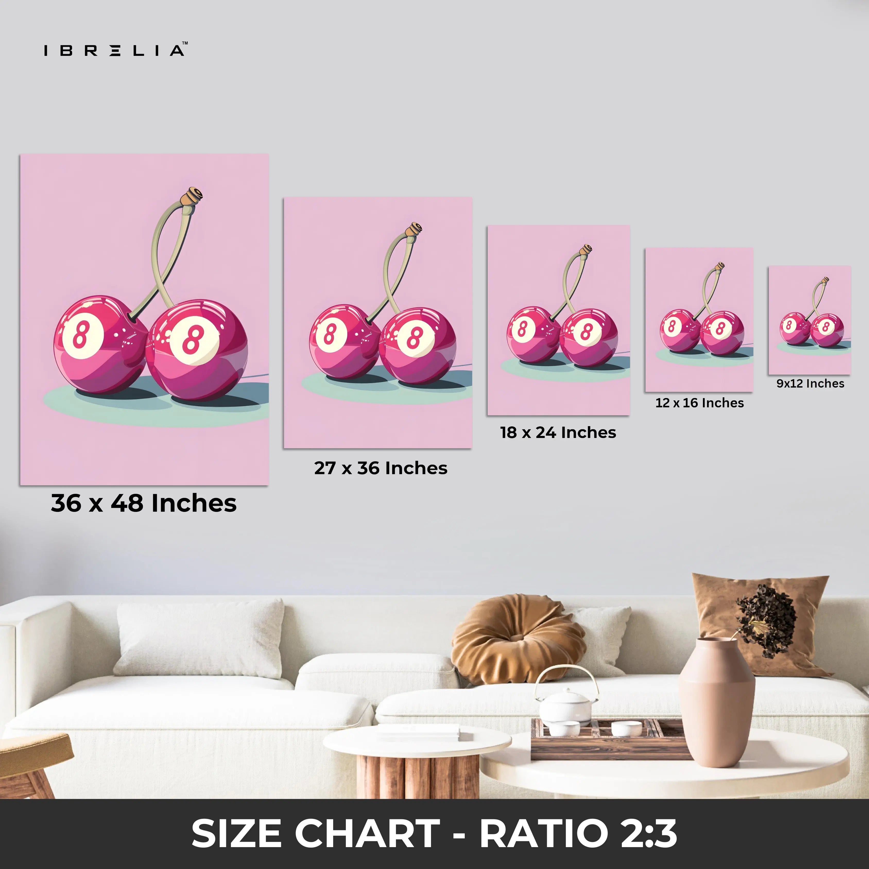 Cherry 8 Ball Wall Frame | 4K Ultra Wrap Frame Wall Art in Pakistan | IBRELIA™ IBRELIA
