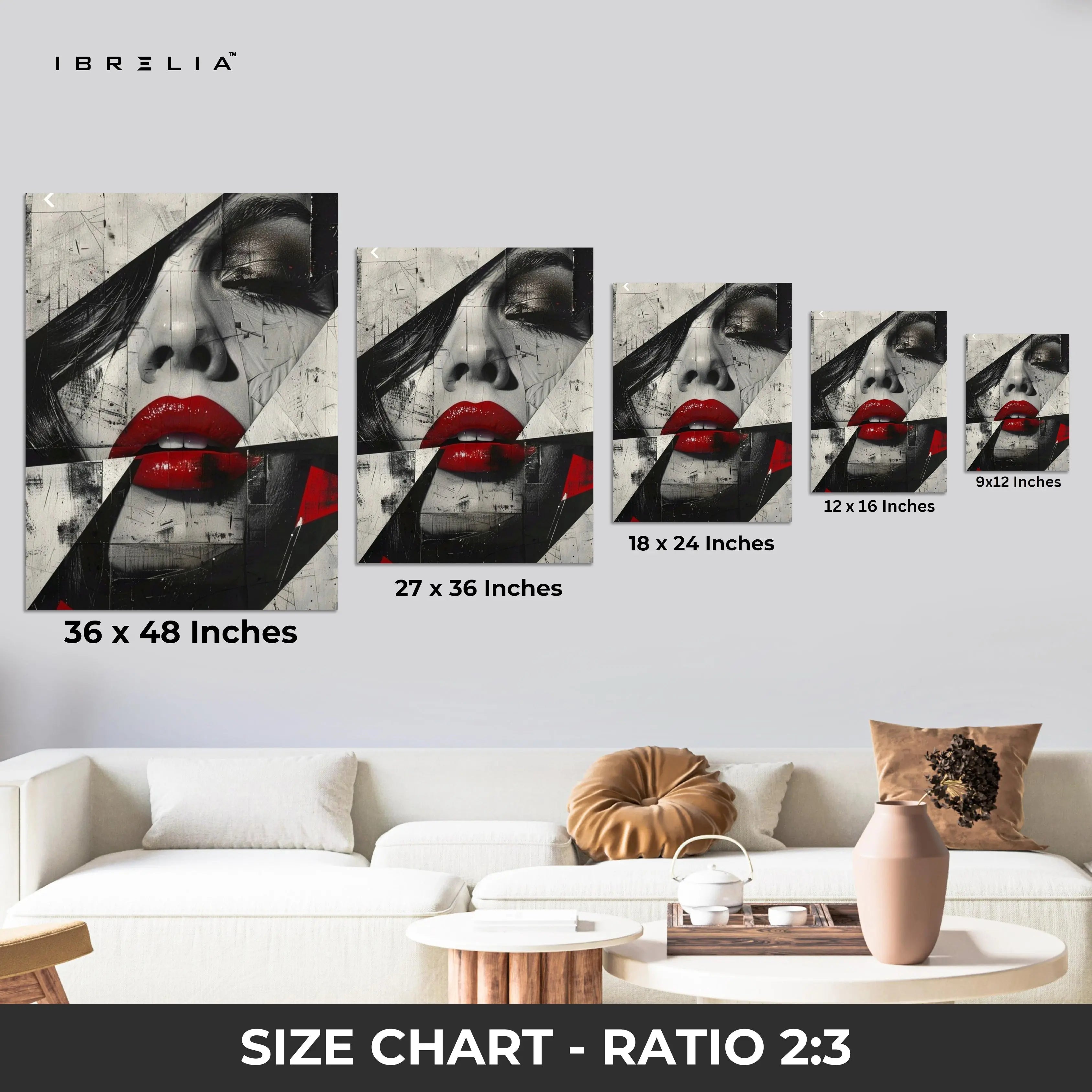 Red Lips Abstract Wall Frame | 4K Ultra Wrap Frame Wall Art in Pakistan | IBRELIA™ IBRELIA