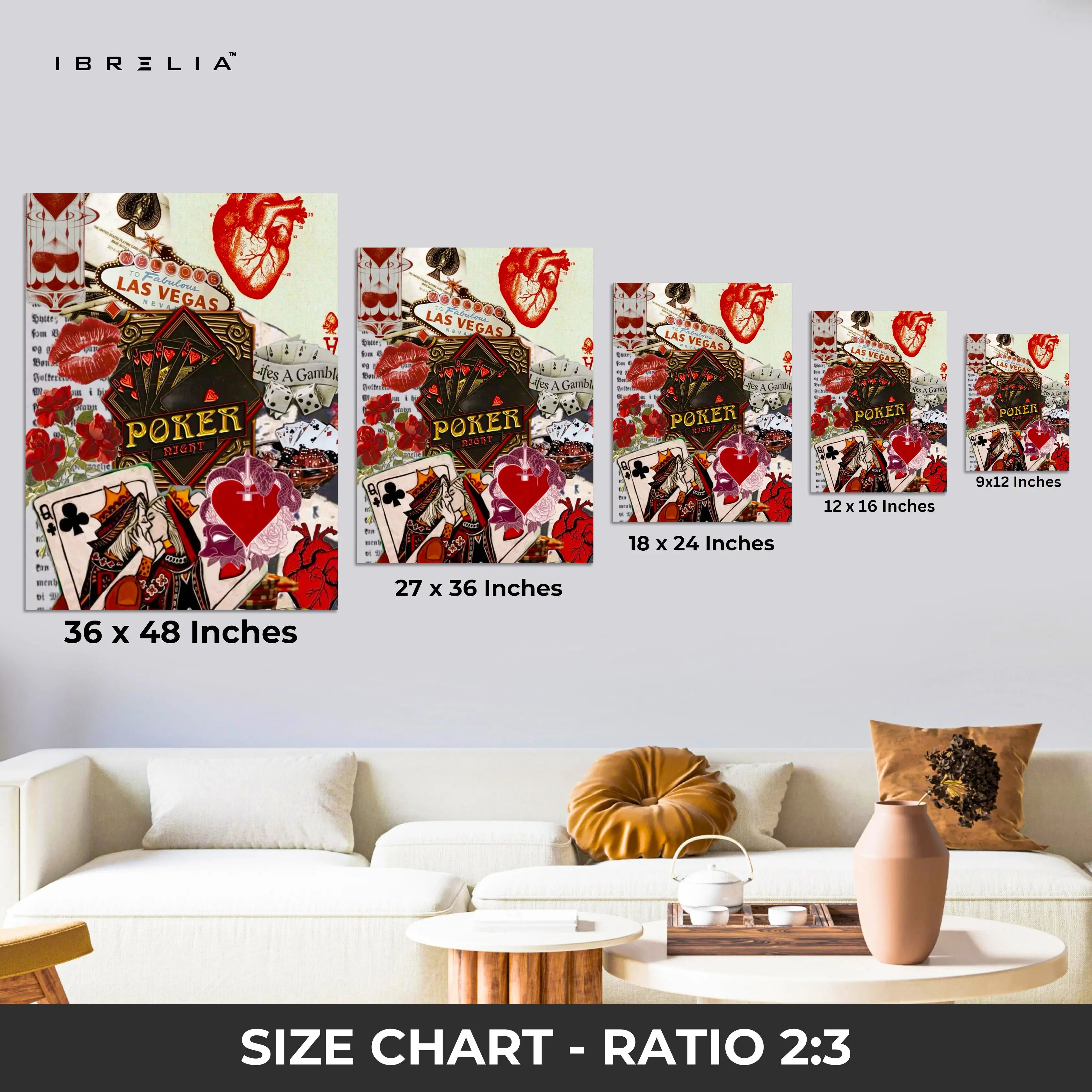 Vegas Poker Wall Frame | 4K Ultra Wrap Frame Wall Art in Pakistan | IBRELIA™ IBRELIA