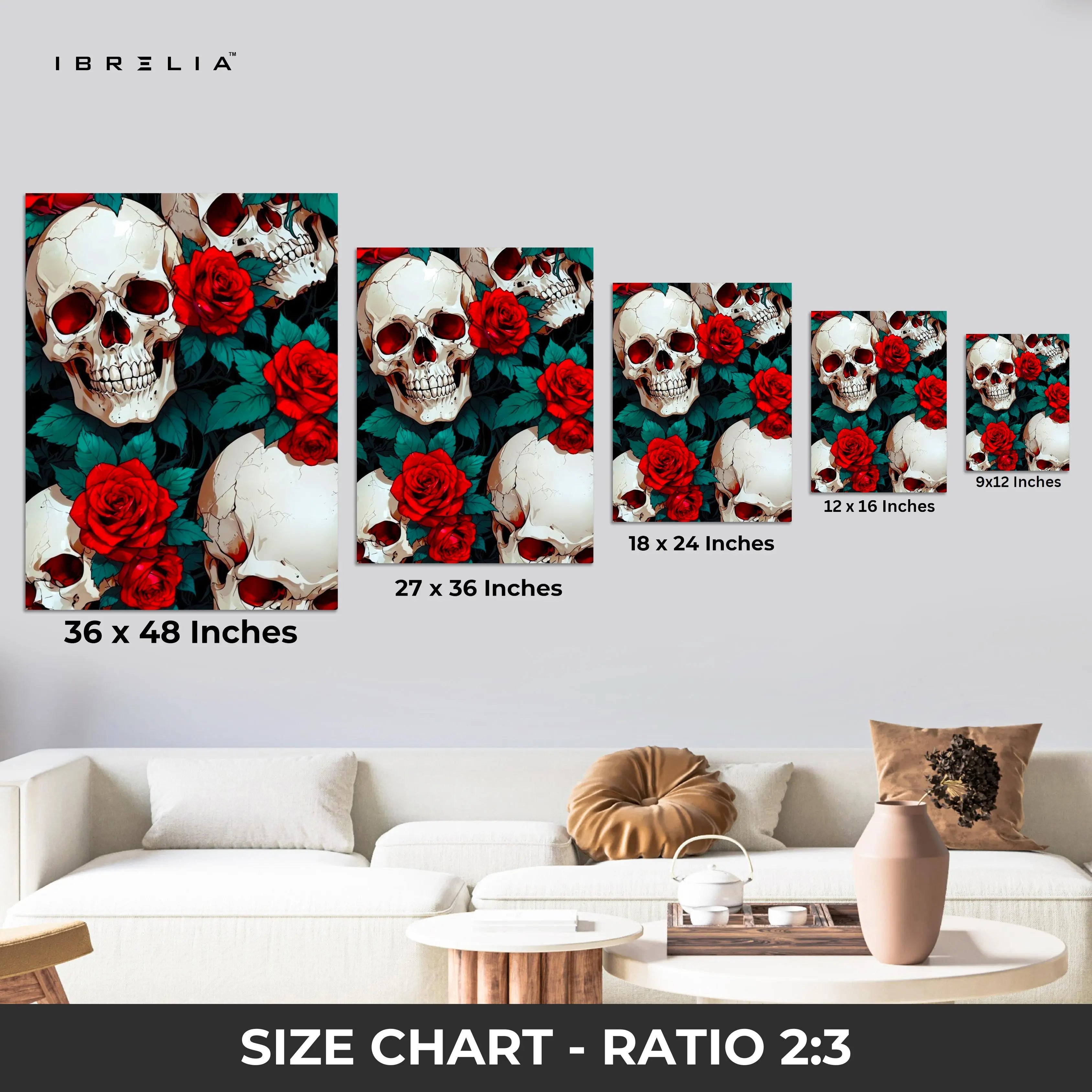 Skull & Roses Wall Frame | 4K Ultra Wrap Frame Wall Art in Pakistan | IBRELIA™ IBRELIA