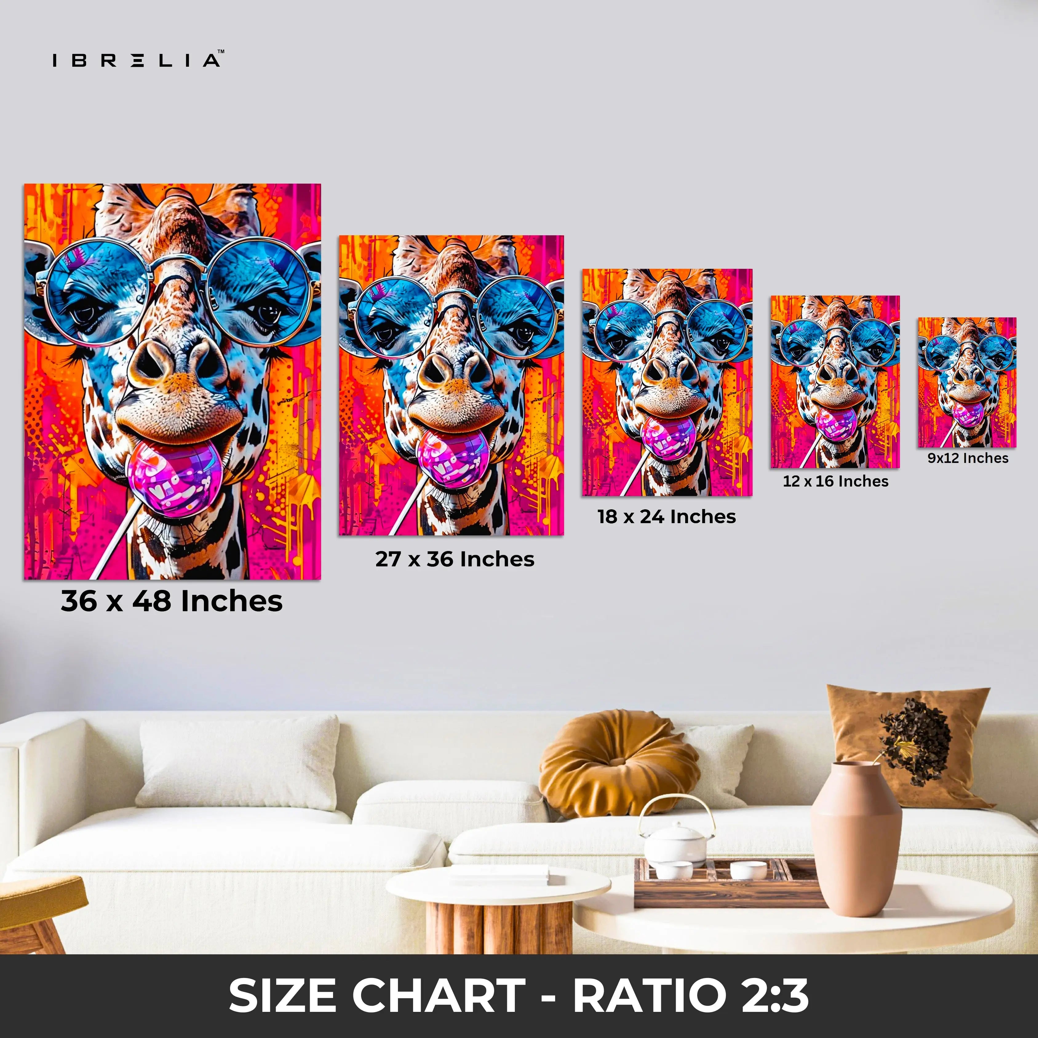 Graffiti Giraffe Wall Frame | 4K Ultra Wrap Frame Wall Art in Pakistan | IBRELIA™ IBRELIA