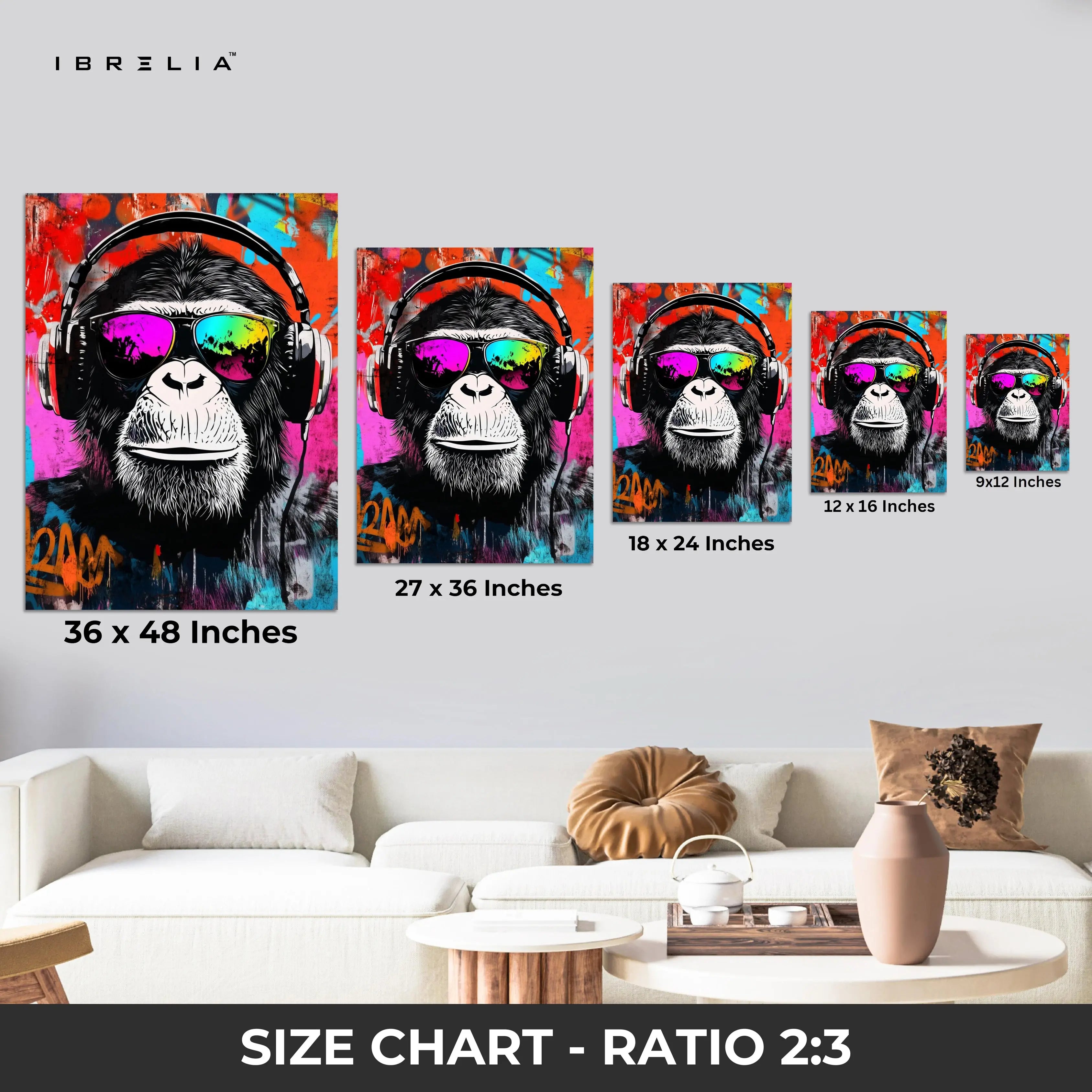 Graffiti DJ Monkey Wall Frame | 4K Ultra Wrap Frame Wall Art in Pakistan | IBRELIA™ IBRELIA