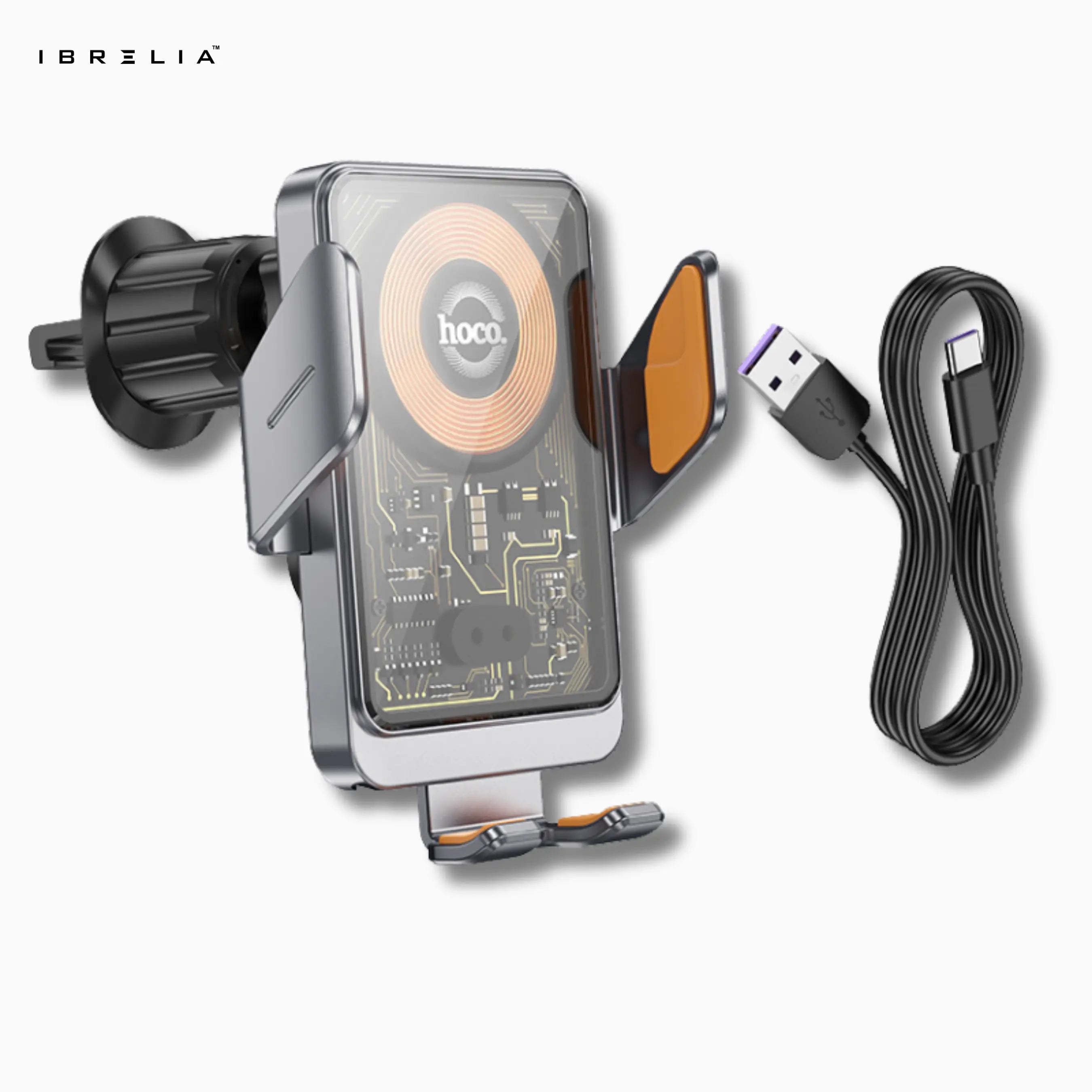 HOCO HW7 Automatic Clamping Wireless Car Charger – 15W Fast Charging Air Vent Holder | IBRELIA™ IBRELIA