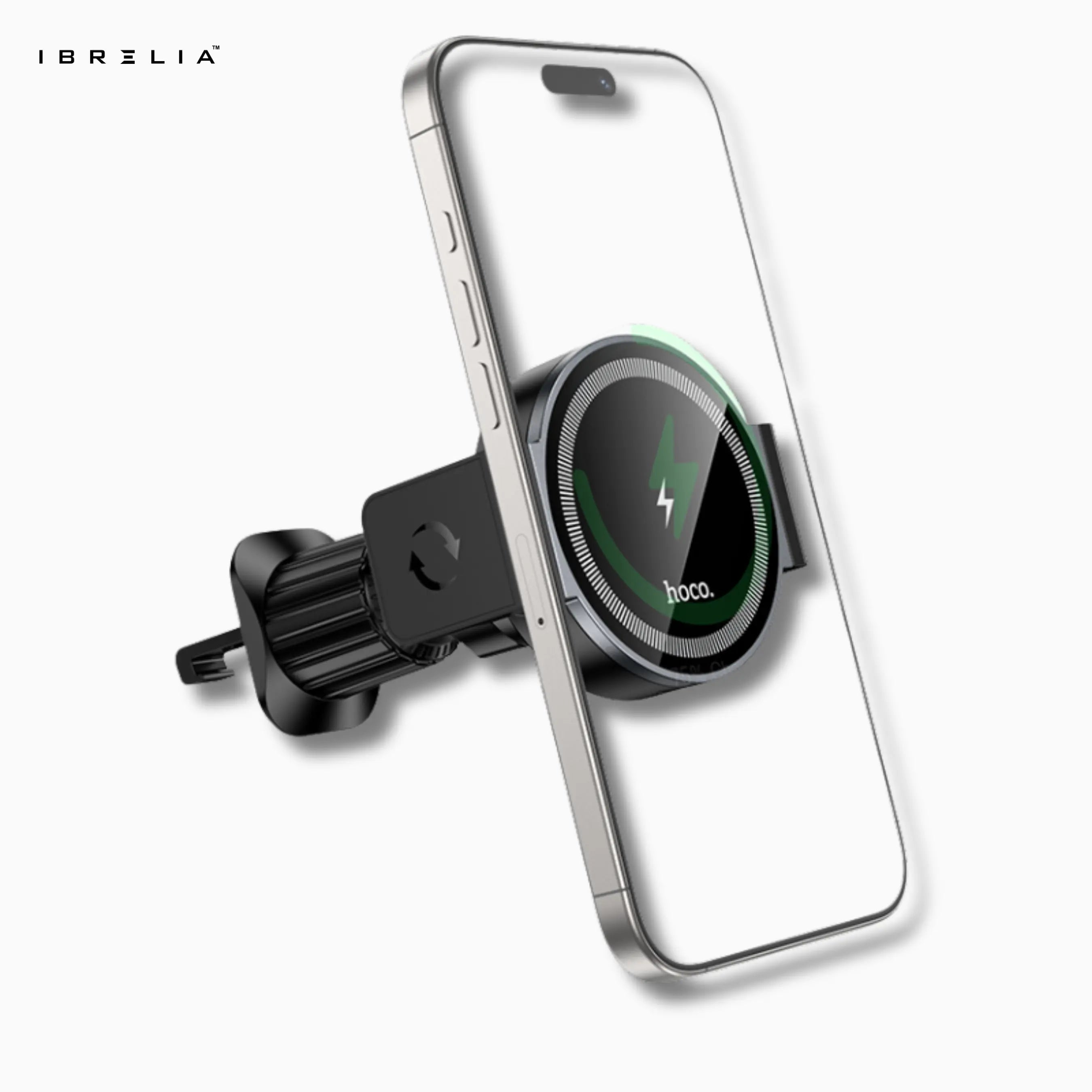 HOCO HW35 Magnetic Wireless Fast Charging Car Holder – 15W Power Electric Air Vent Mount | IBRELIA™ IBRELIA