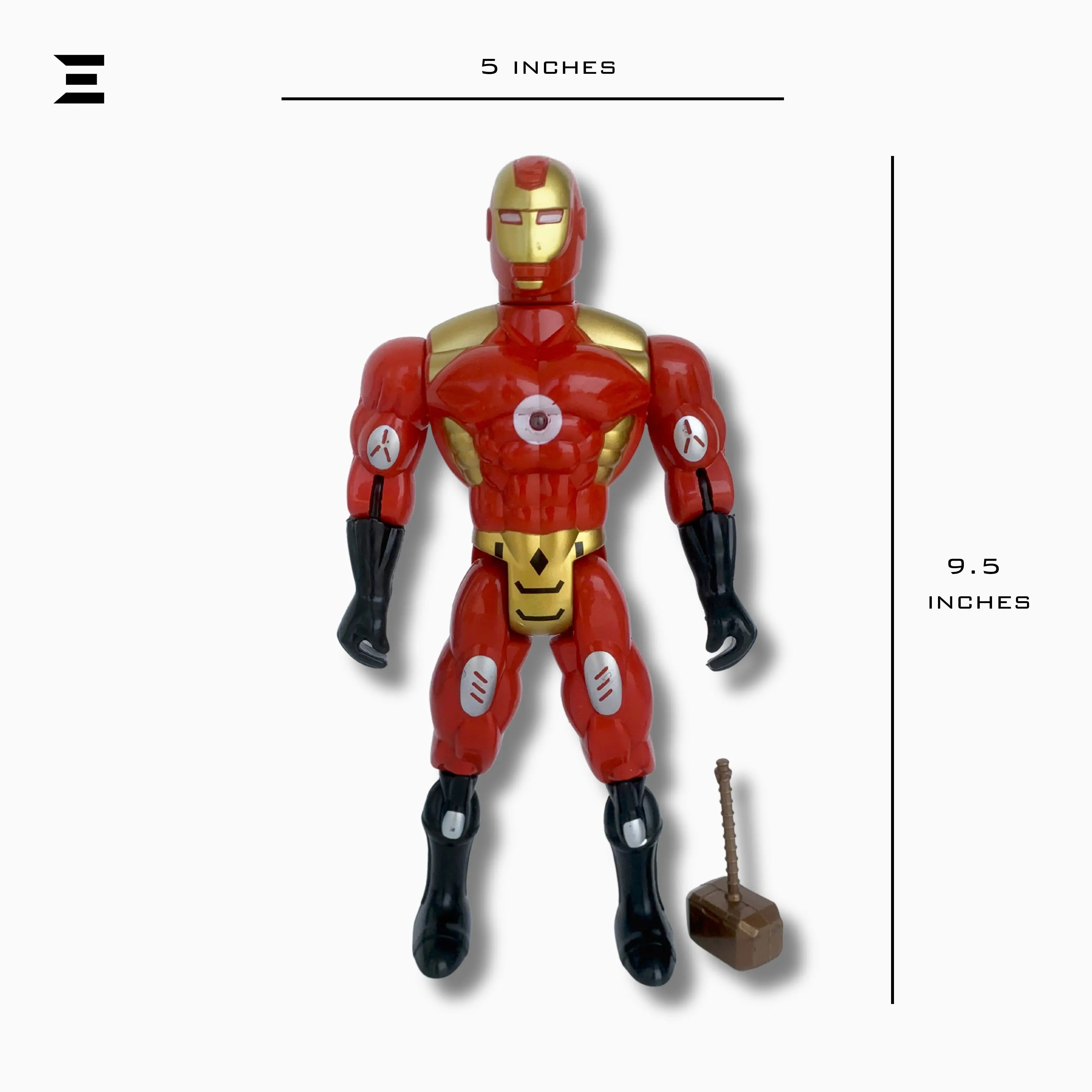Iron Man Action Figure Toy 9.5 Inch Superhero Collectible with Hammer | Avengers Style Series | IBRELIA™ IBRELIA