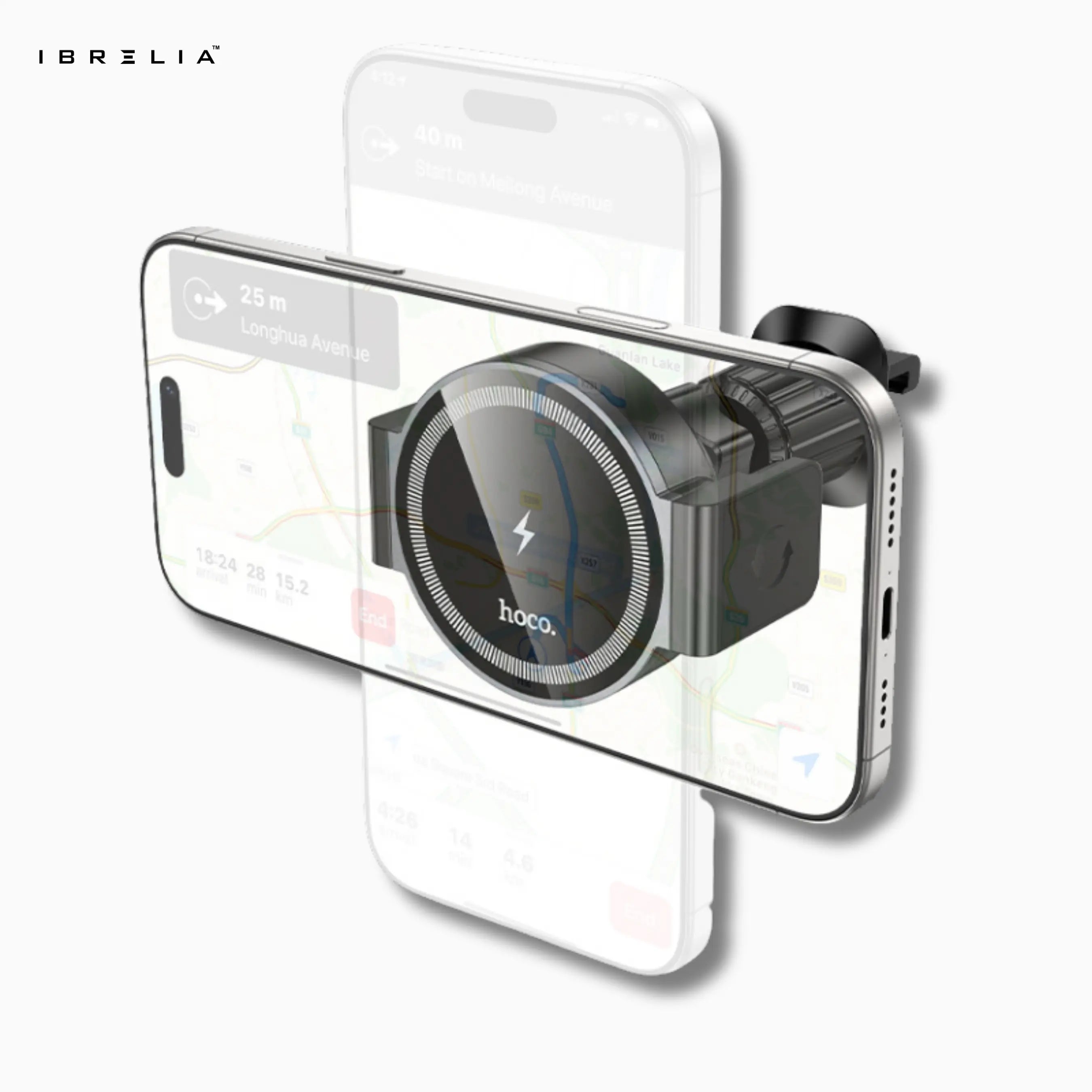 HOCO HW35 Magnetic Wireless Fast Charging Car Holder – 15W Power Electric Air Vent Mount | IBRELIA™ IBRELIA