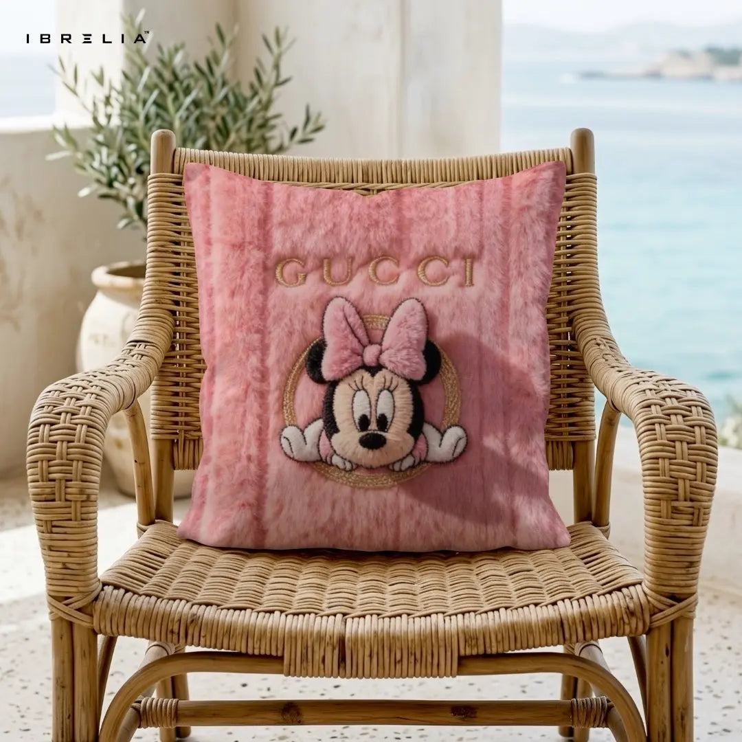 Pink Cartoon Inspired Cushion | Premium Jute Fabric | Double-Sided Print | IBRELIA™ IBRELIA