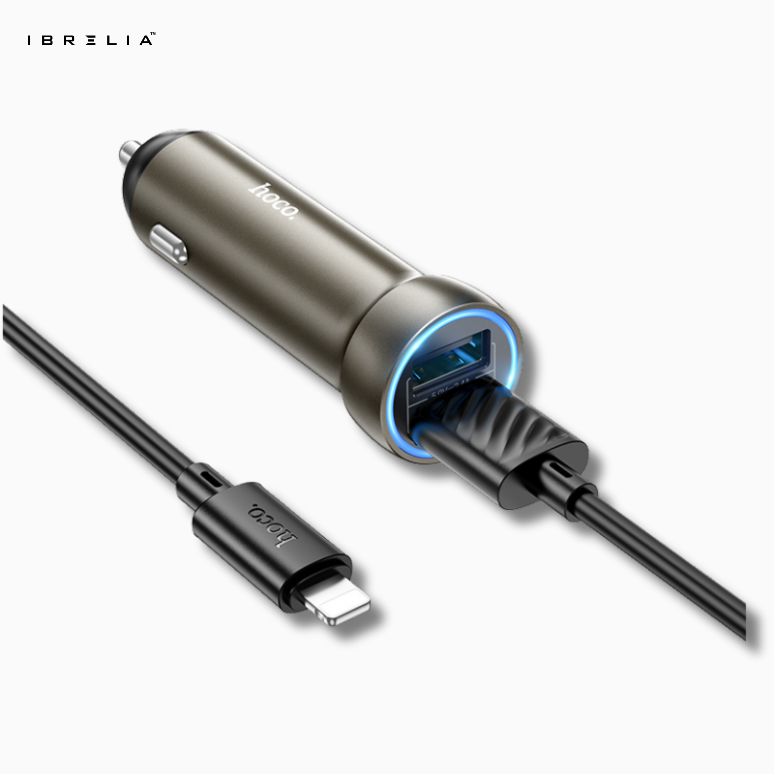 HOCO Z54 Prosperous 15.5W Dual-Port Car Charger Set (Lightning Cable) | IBRELIA™