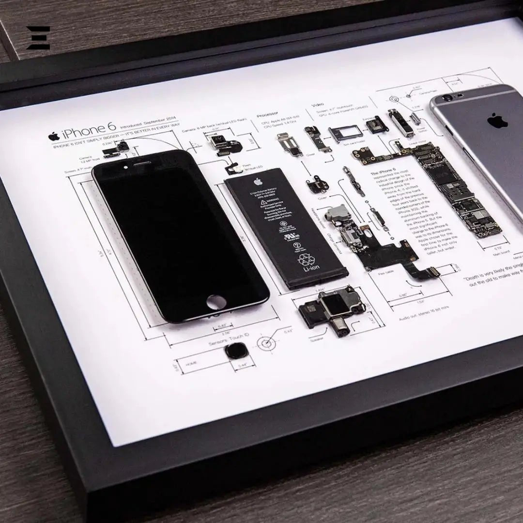 iPhone 6 Tech Frame – Disassembled Phone Artwork in A3 (18×12) Premium Frame - IBRELIA