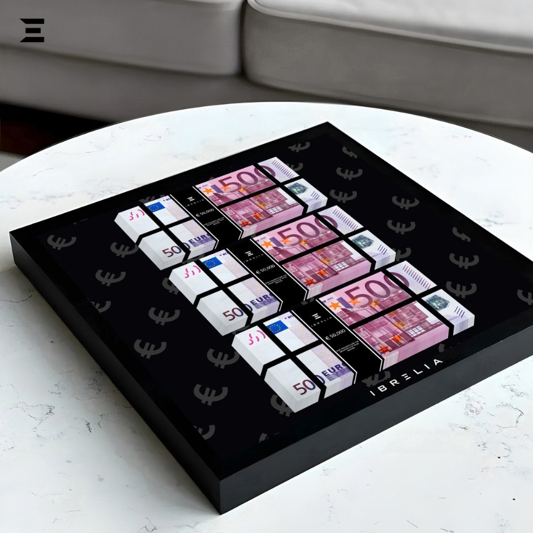 IBRELIA™ 3D Euro Money Frame – €500 Stacks | Premium 12x12 Luxury Acrylic Display Frame IBRELIA