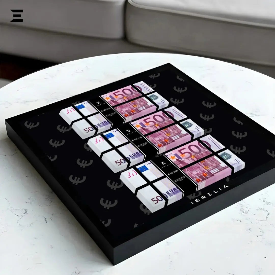 IBRELIA™ 3D Euro Money Frame – €500 Stacks | Premium 12x12 Luxury Acrylic Display Frame IBRELIA