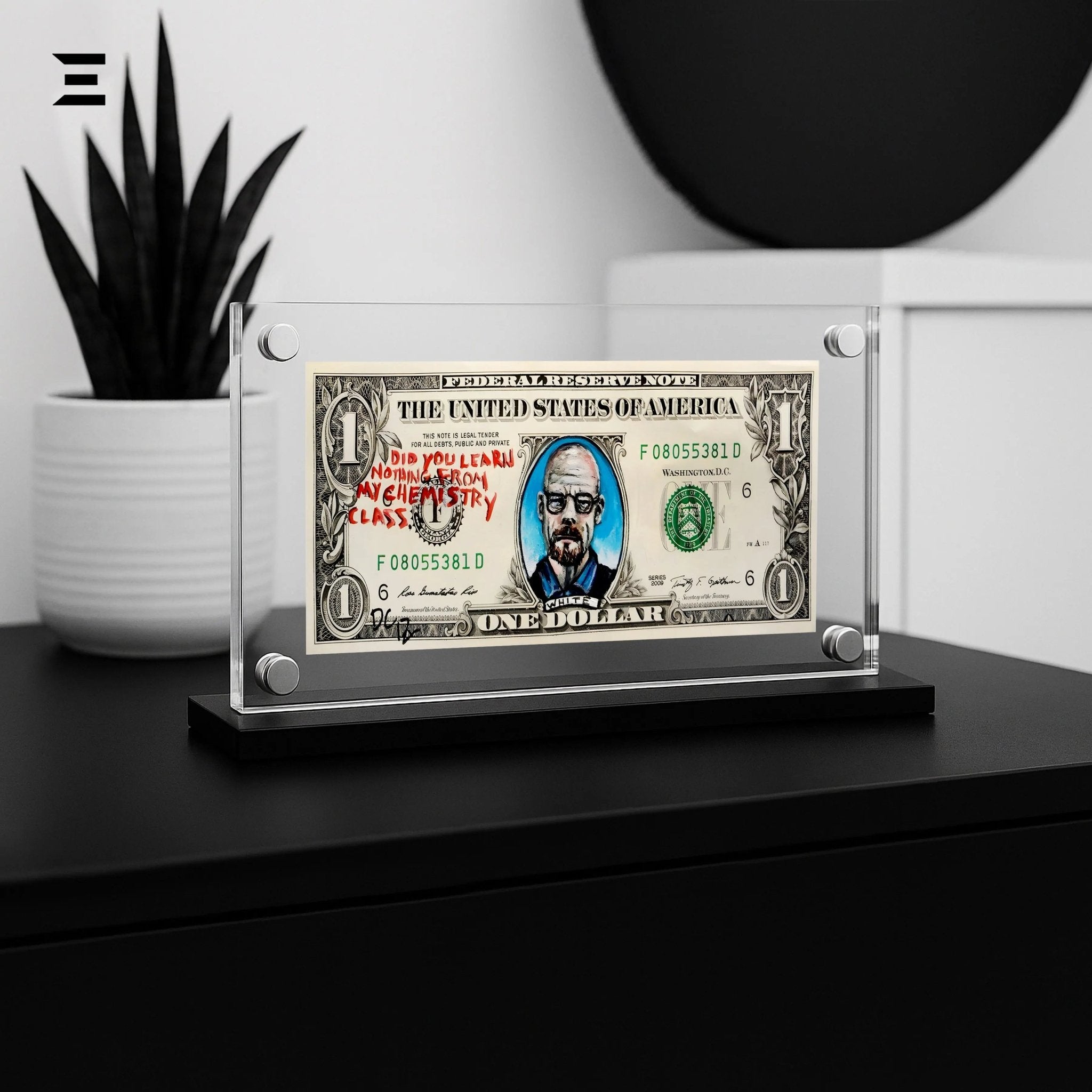 Premium Magnetic Acrylic Frame with Black Base – Walter White Breaking Bad $1 Dollar Pop Art - IBRELIA