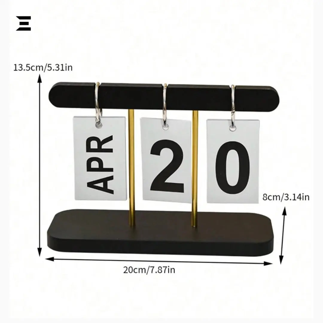 Minimalist Flip Desk Calendar – Wooden Perpetual Date Display IBRELIA