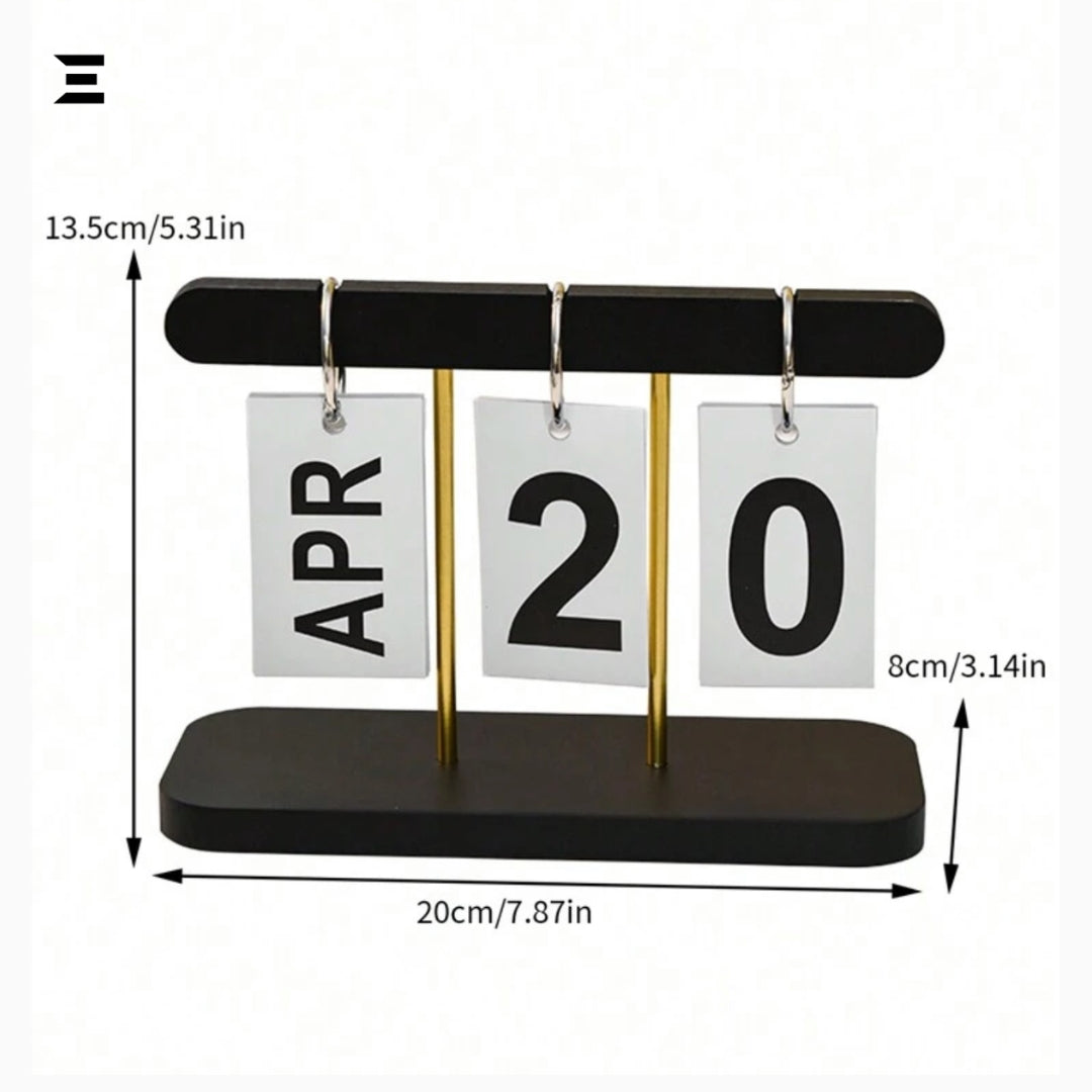 Minimalist Flip Desk Calendar – Wooden Perpetual Date Display IBRELIA