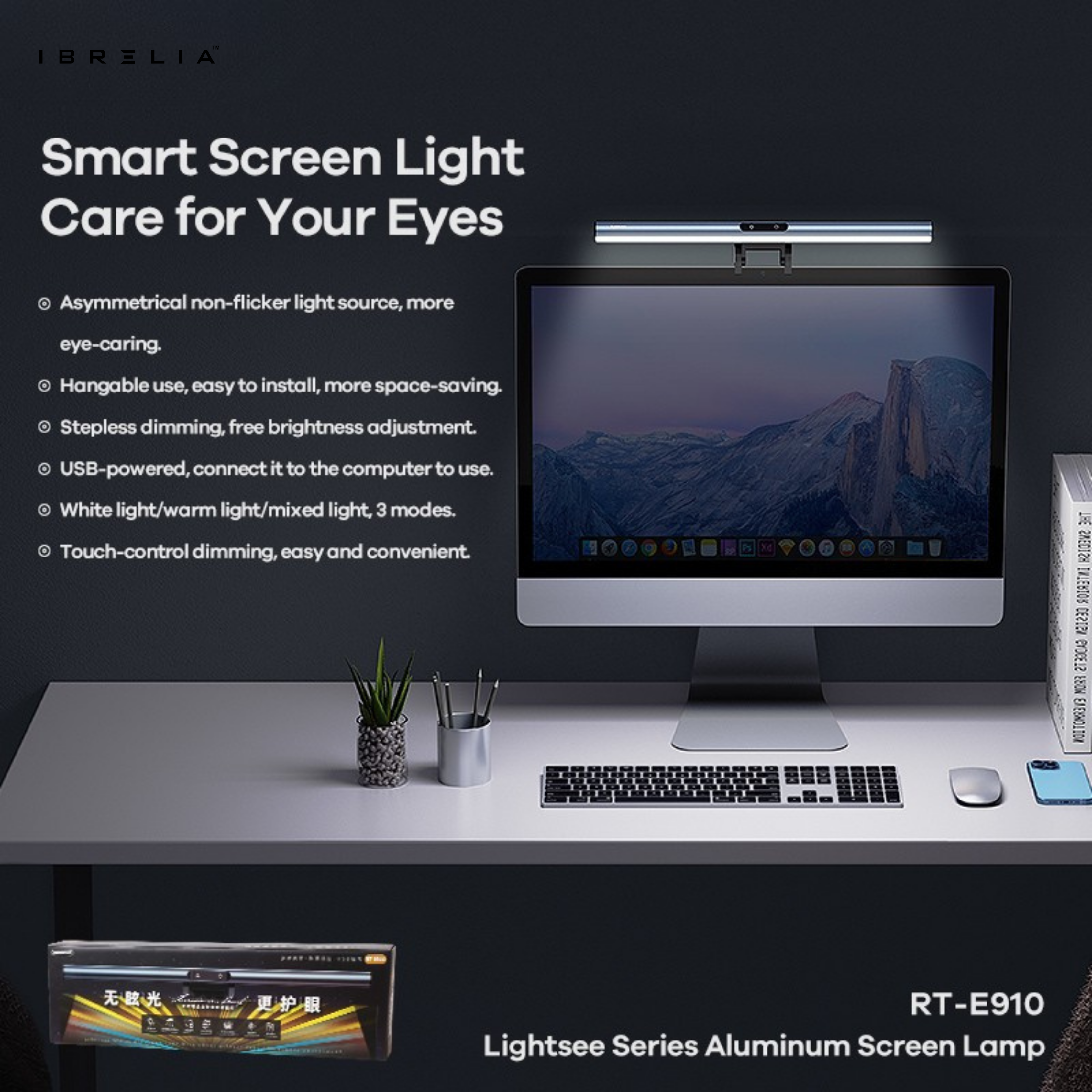 REMAX Lightsee Series Aluminum Screen Lamp RT-E910 | Anti-Glare Monitor Light Bar | USB Powered | IBRELIA™