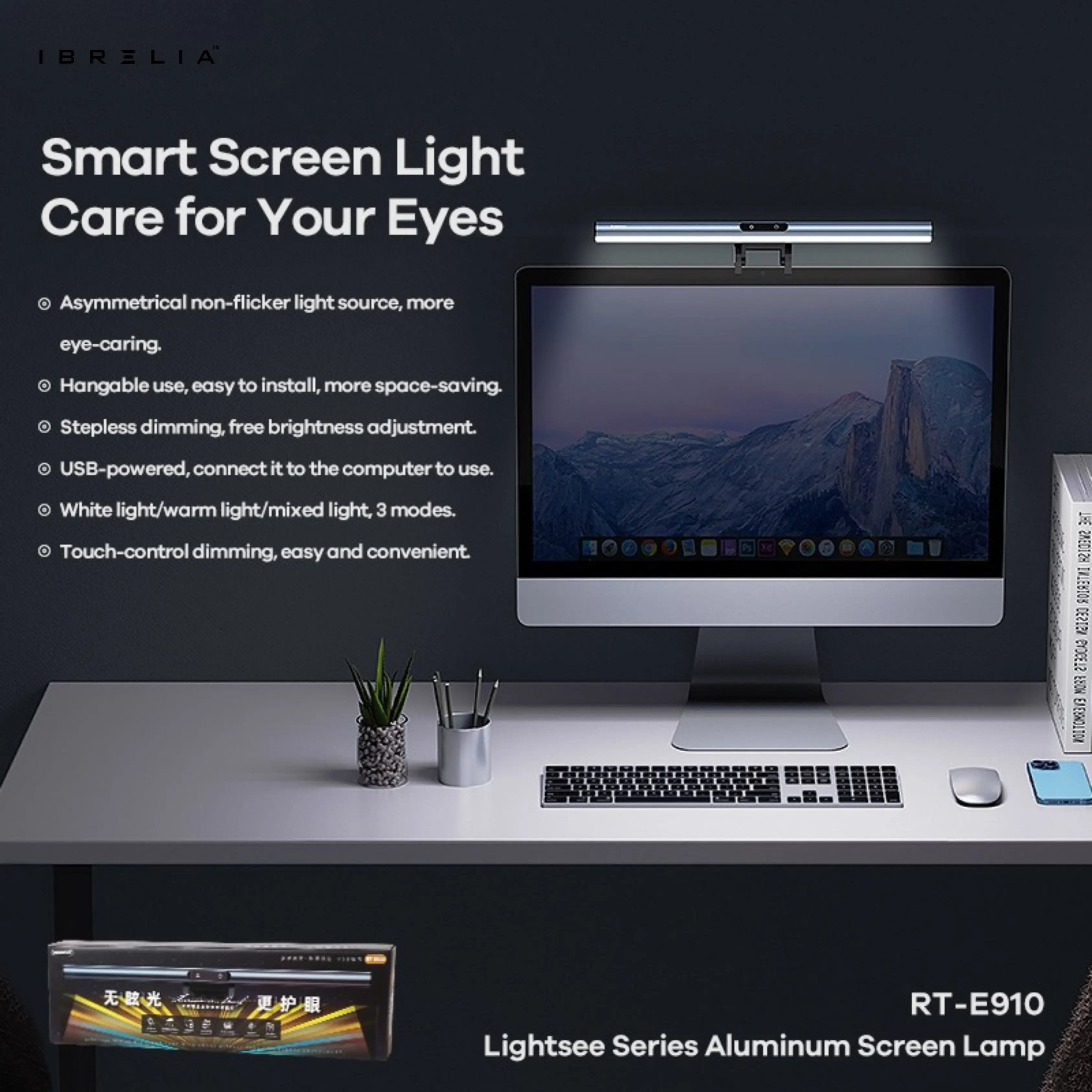 REMAX Lightsee Series Aluminum Screen Lamp RT-E910 | Anti-Glare Monitor Light Bar | USB Powered | IBRELIA™ IBRELIA