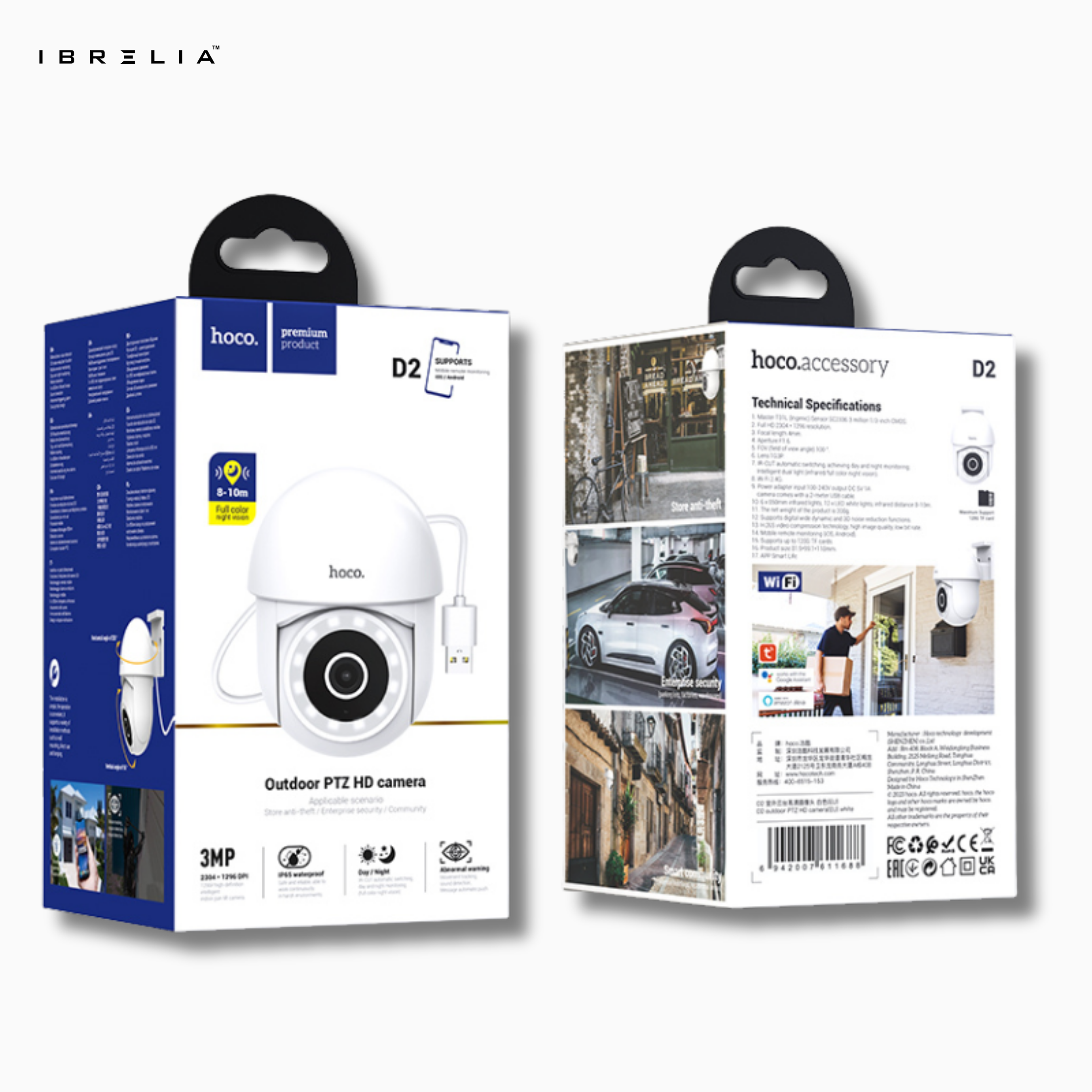 HOCO D2 Outdoor PTZ Full-Color Smart Camera – 3MP 2304×1296 | IBRELIA™ IBRELIA