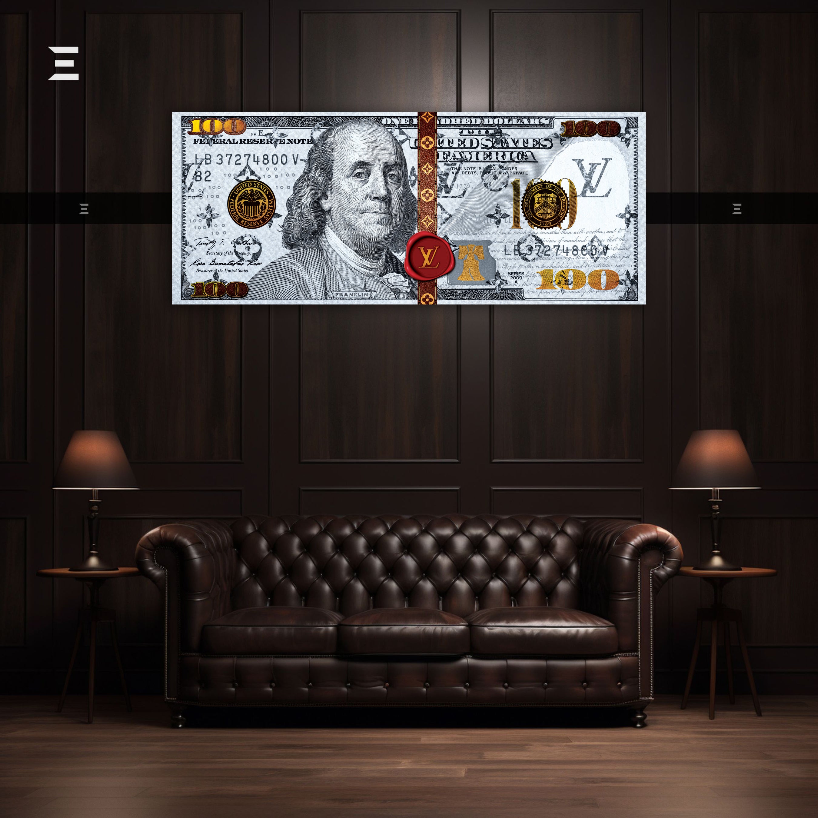 Ultra Wide Wall Art – Luxury Money Note LV Edition | IBRELIA™