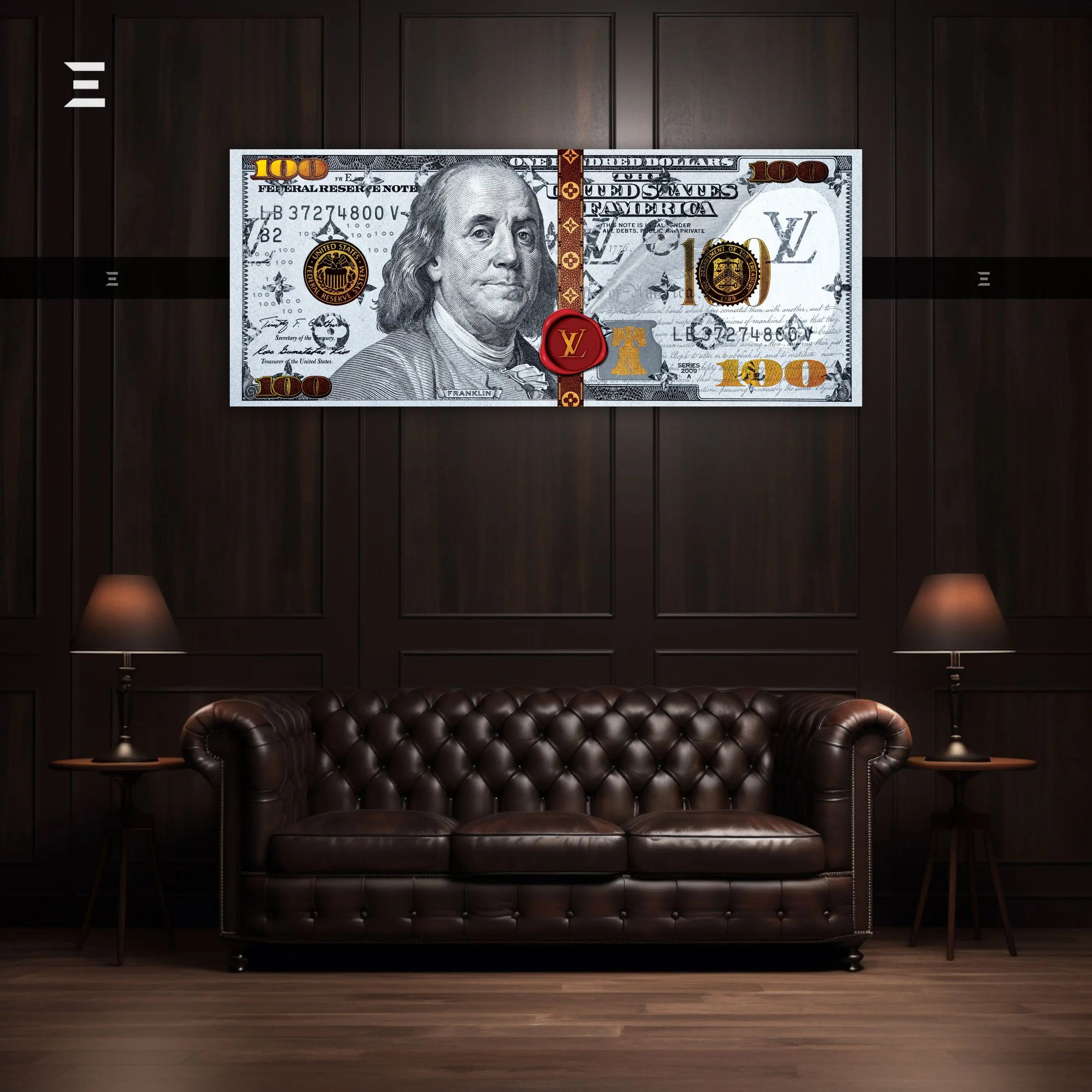 Ultra Wide Wall Art – Luxury Money Note LV Edition | IBRELIA™ IBRELIA
