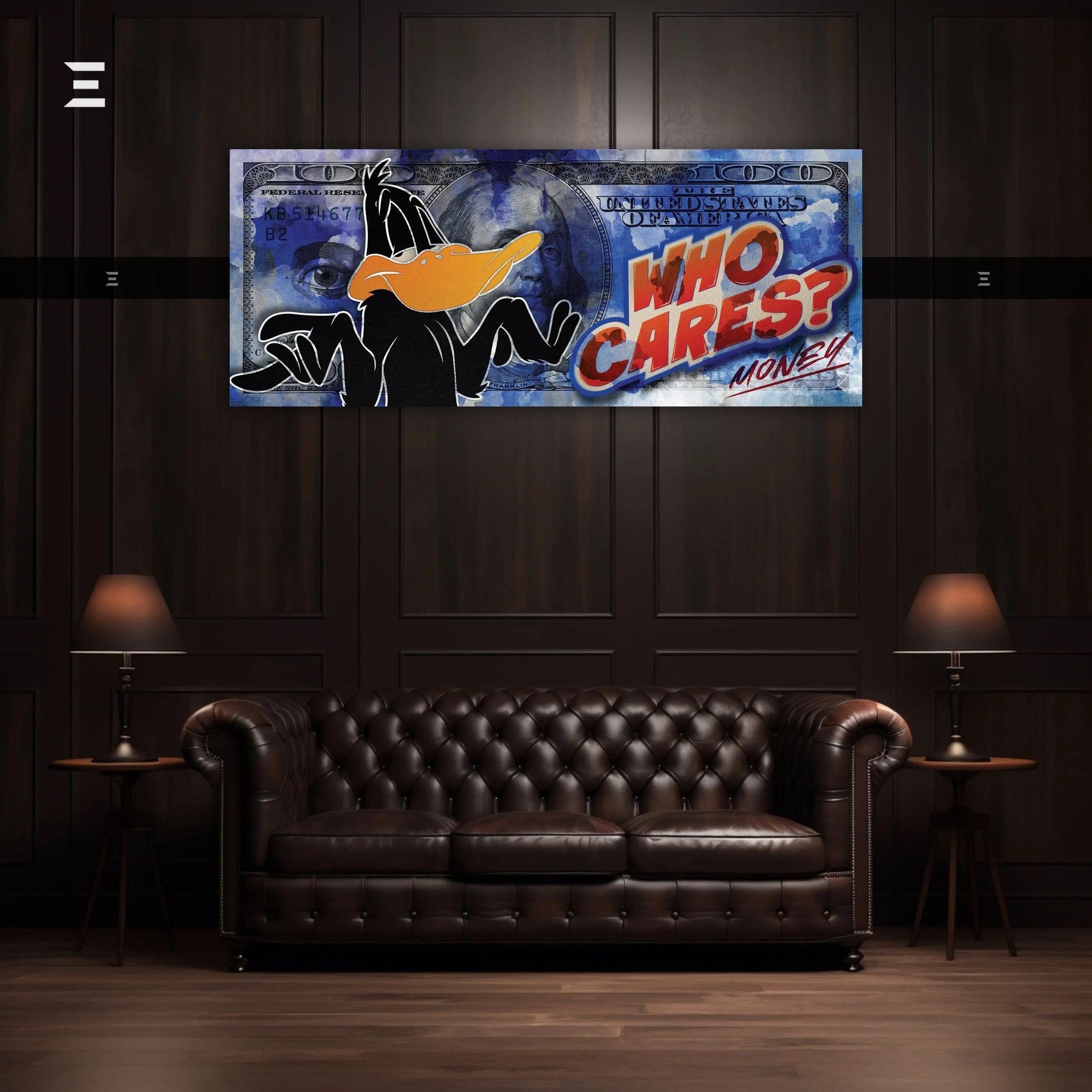 Ultra Wide Wall Art – Daffy Duck “Who Cares? Money” Dollar Design | IBRELIA IBRELIA