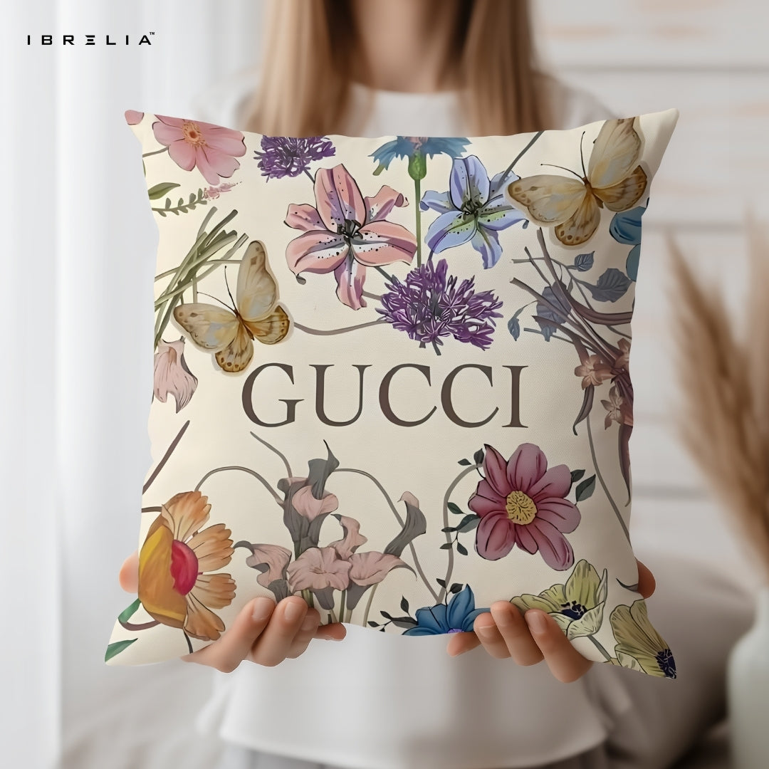 Floral Aesthetic Cushion | Premium Jute Fabric | Double-Sided Print | IBRELIA™ IBRELIA