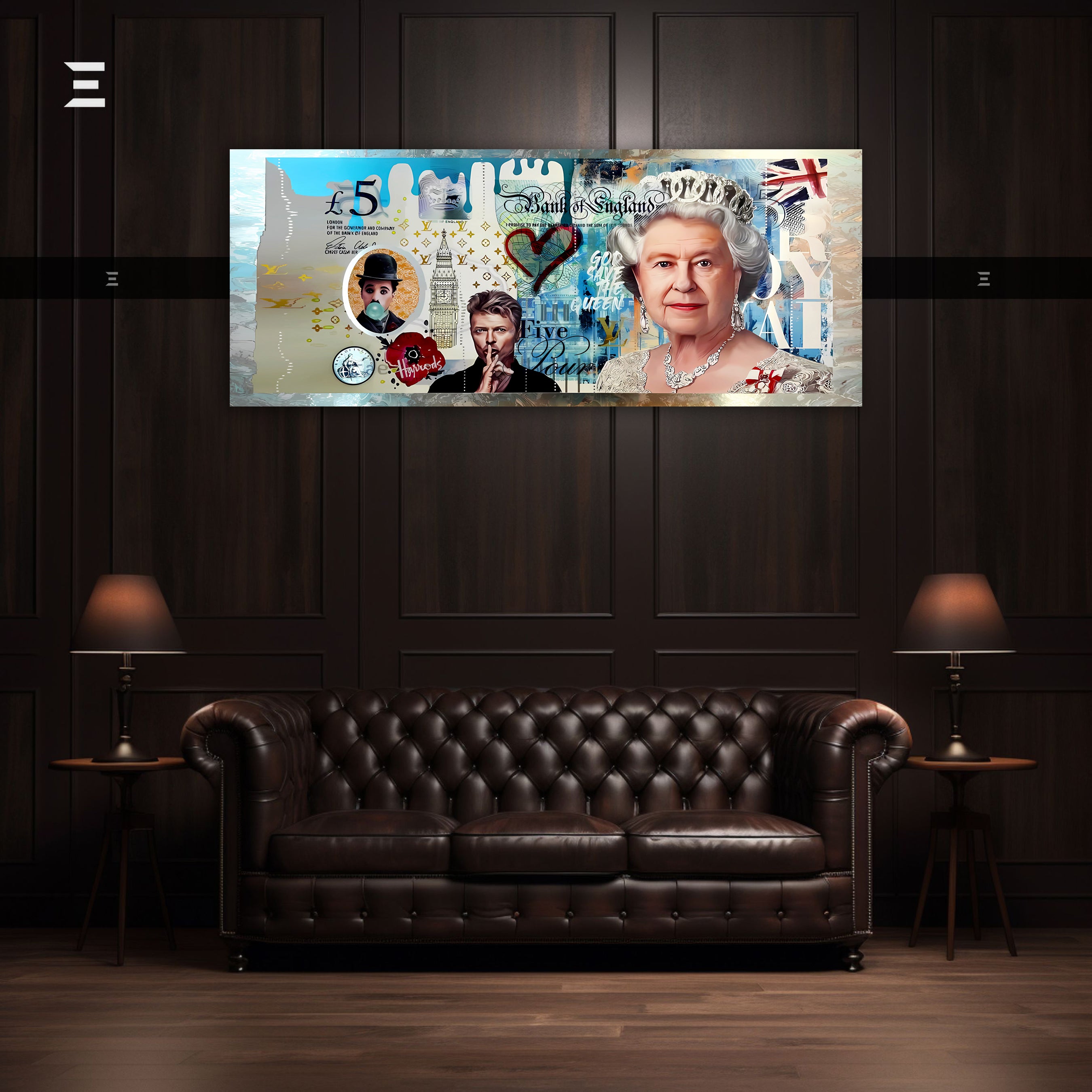 Ultra Wide Wall Art – British Royal Pop Art Money Edition | IBRELIA™