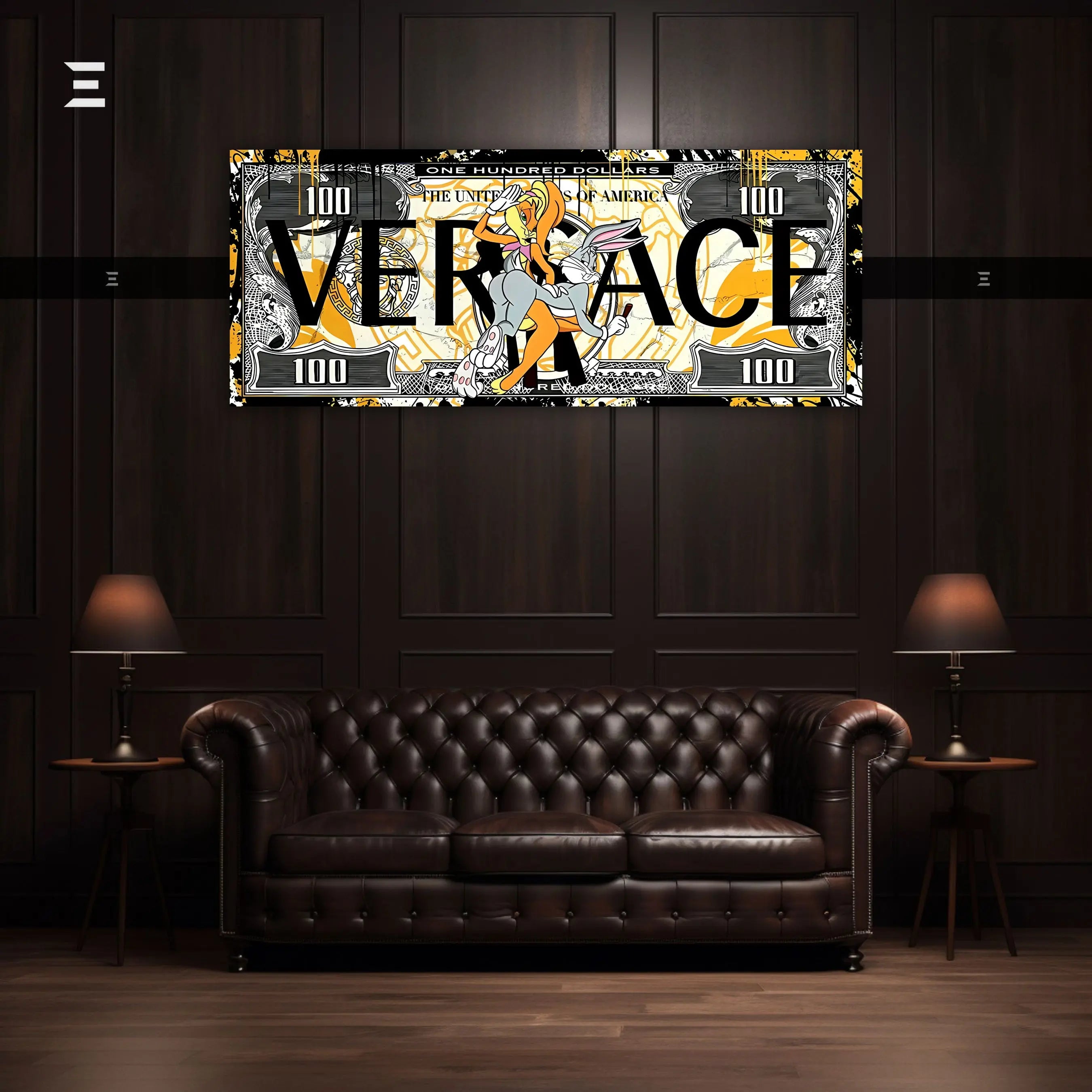 Ultra Wide Wall Art – Bugs Bunny x Versace Dollar Design | IBRELIA™ IBRELIA