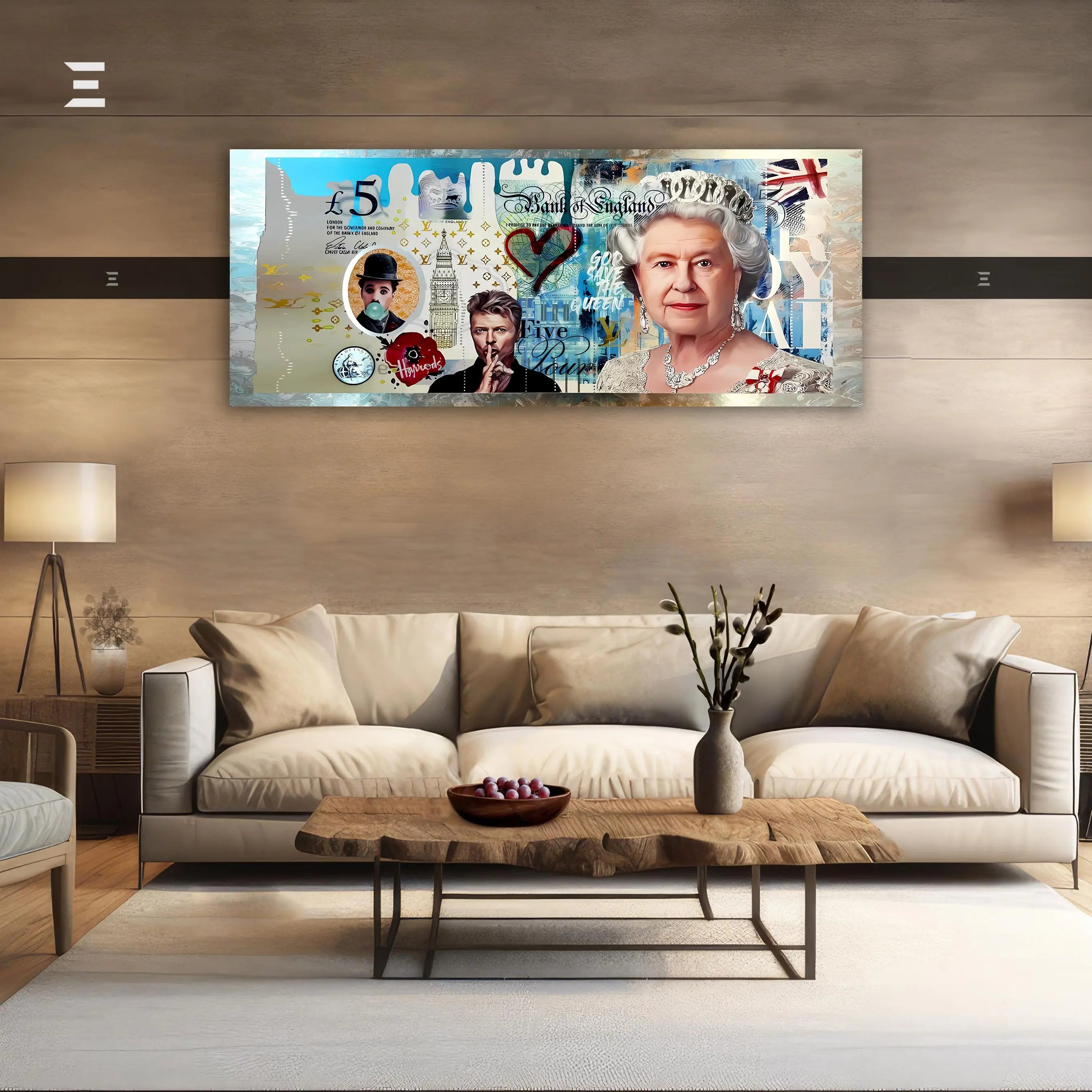Ultra Wide Wall Art – British Royal Pop Art Money Edition | IBRELIA™ IBRELIA