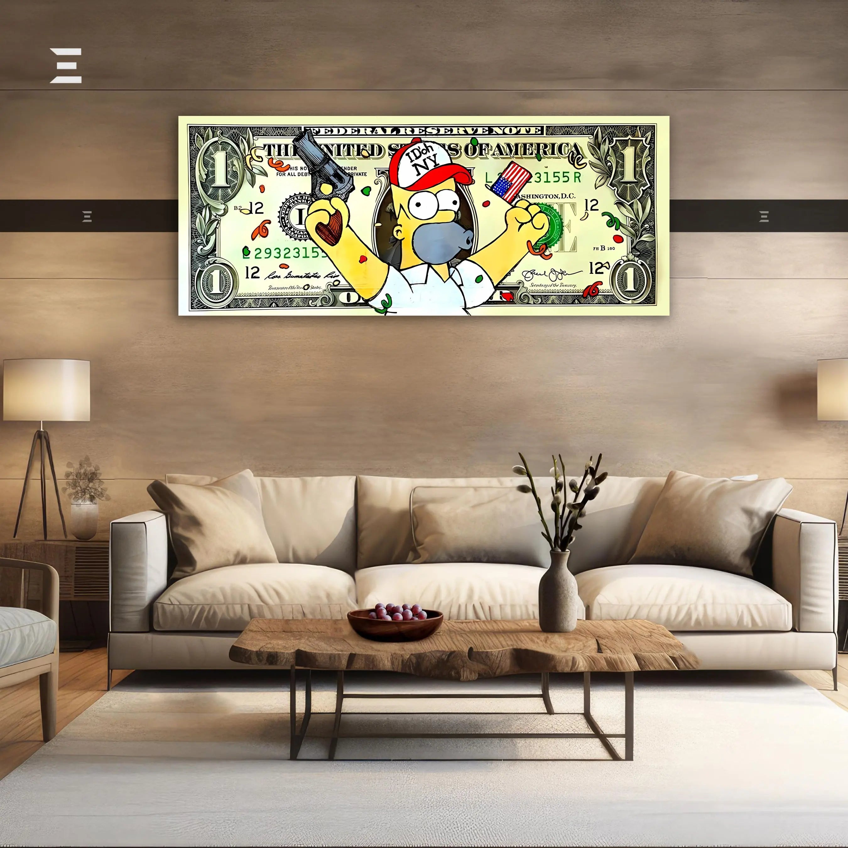 Ultra Wide Wall Art – Homer Money Dollar Art Edition | IBRELIA™ IBRELIA