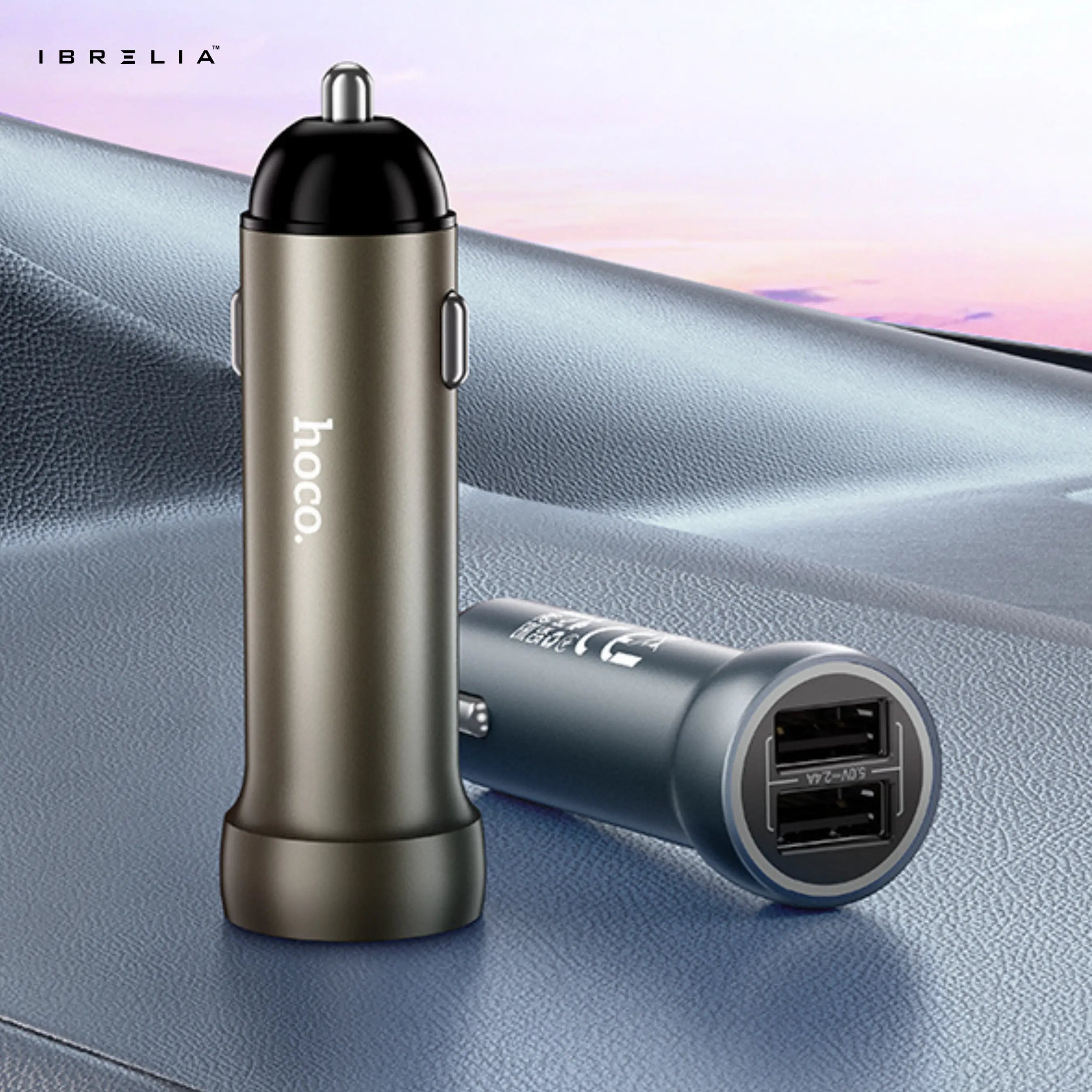 HOCO Z54 Prosperous 15.5W Dual-Port Car Charger Set (Lightning Cable) | IBRELIA™ IBRELIA