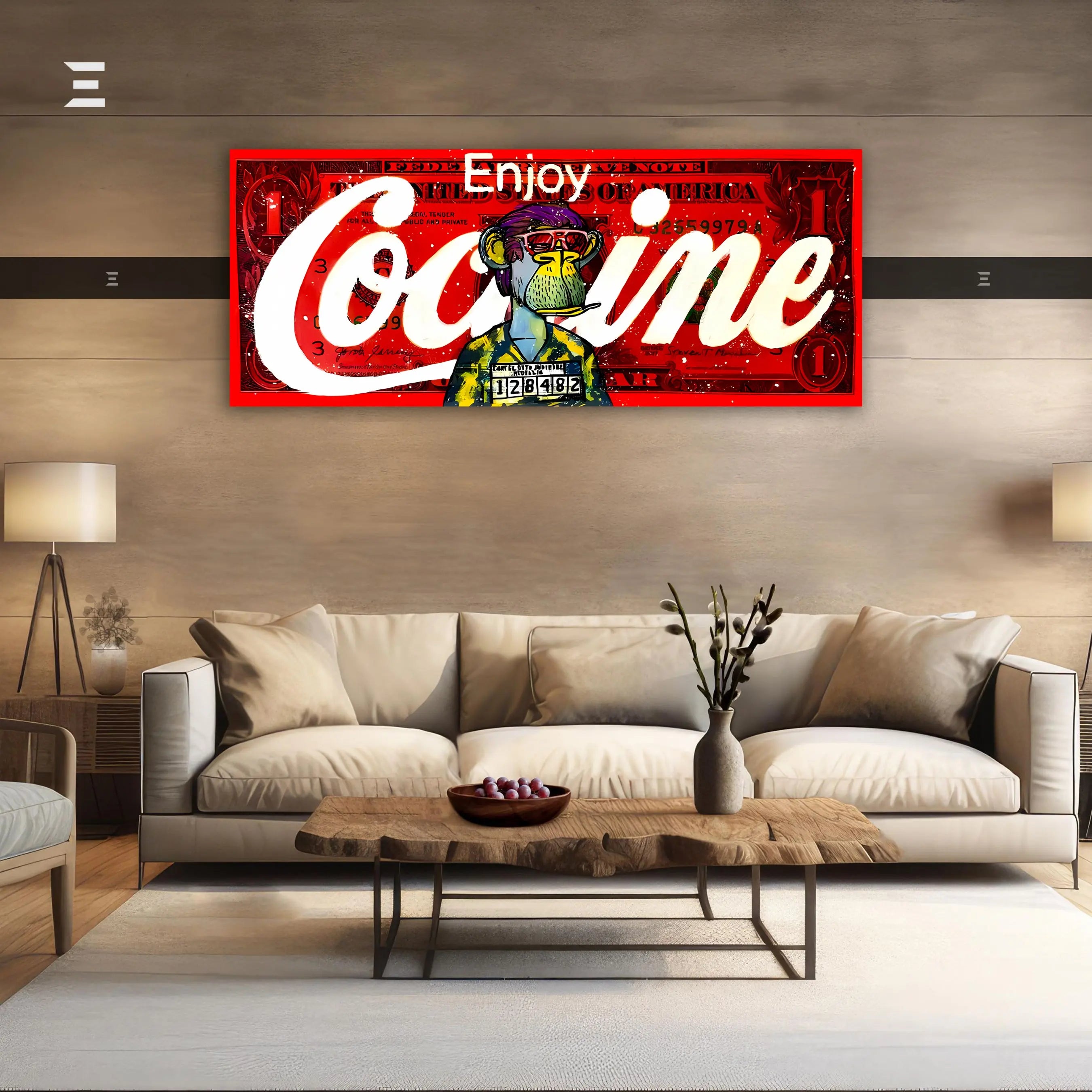 Ultra Wide Wall Art – Red Graffiti Money Ape Edition | IBRELIA™ IBRELIA