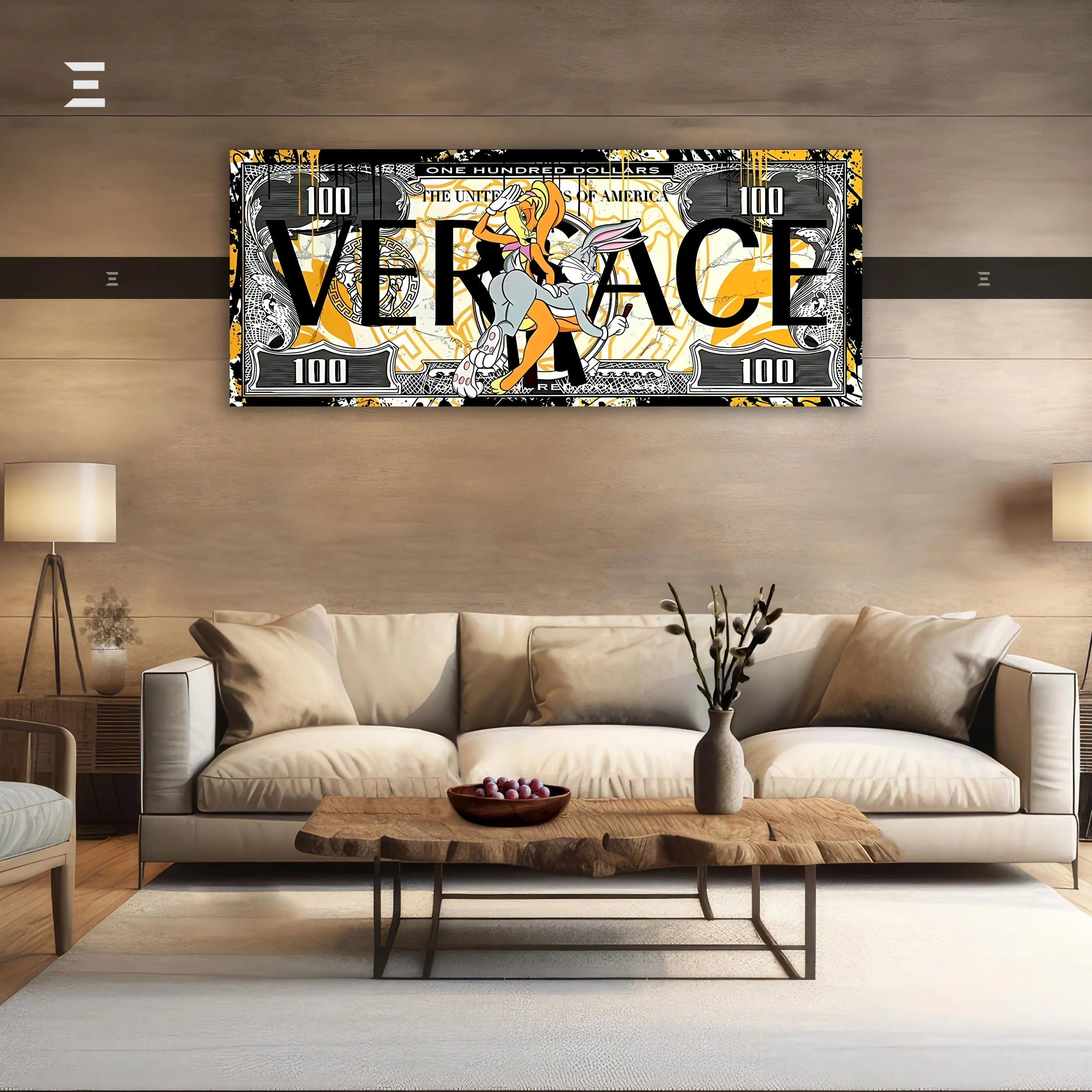 Ultra Wide Wall Art – Bugs Bunny x Versace Dollar Design | IBRELIA™ IBRELIA